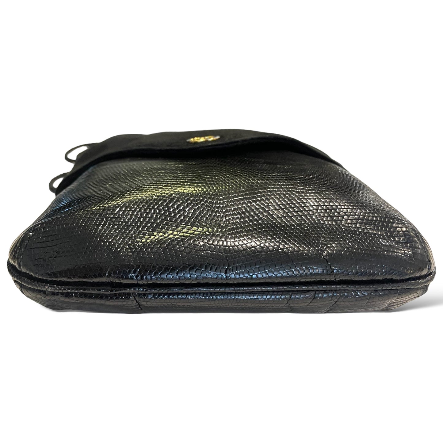 GUCCI Vintage Suede & Lizard Crossbody Bag with GG Motif