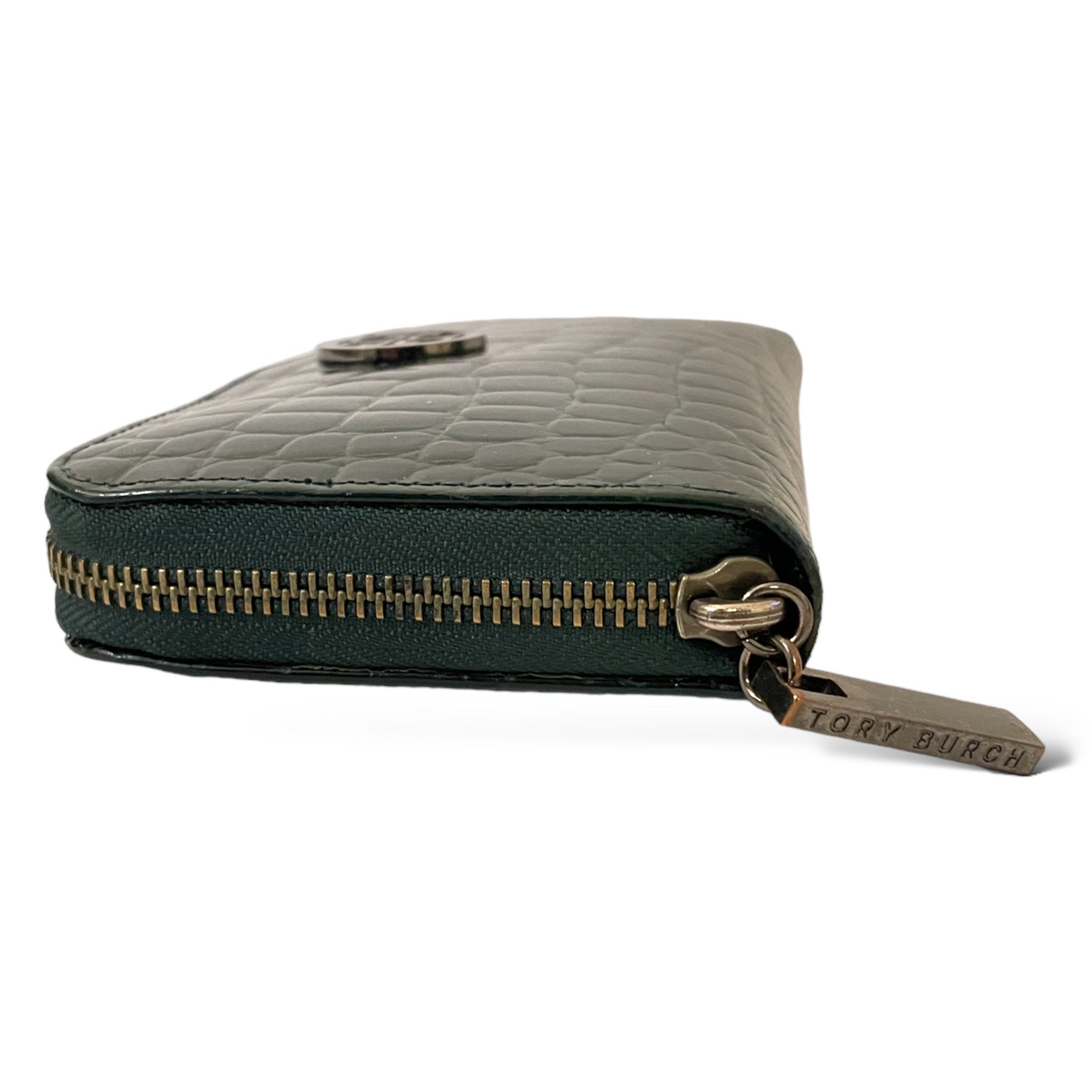 TORY BURCH Long Crocodile Embossed Zip Wallet