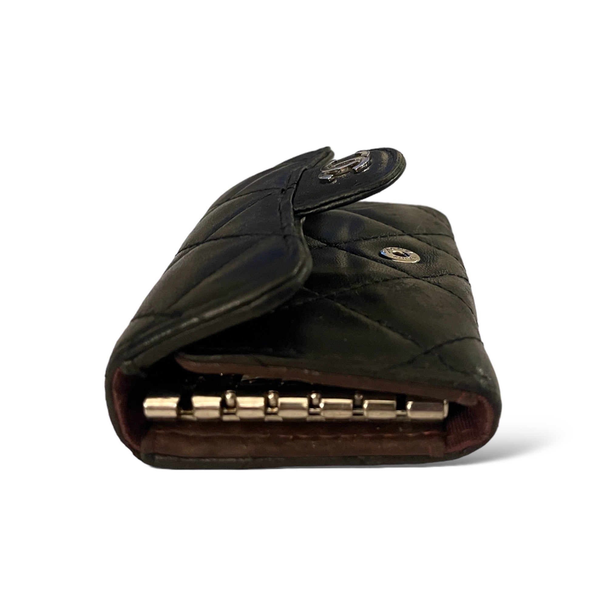 CHANEL Vintage Key & Card Holder in Quilted Black Leather