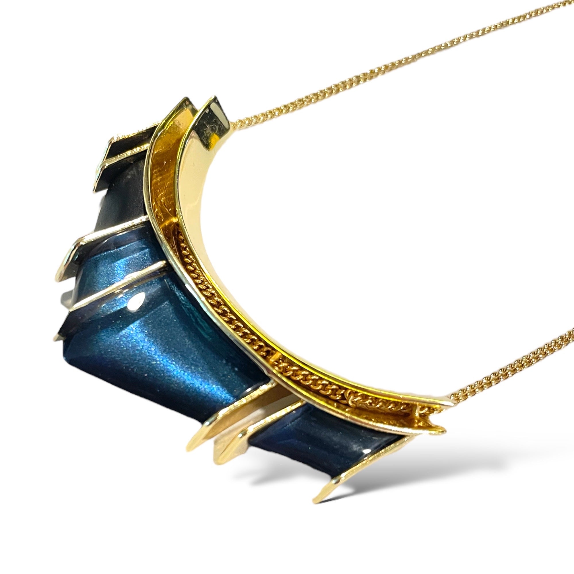 ALEXIS BITTAR Long Gold Tone & Pendant Statement Necklace