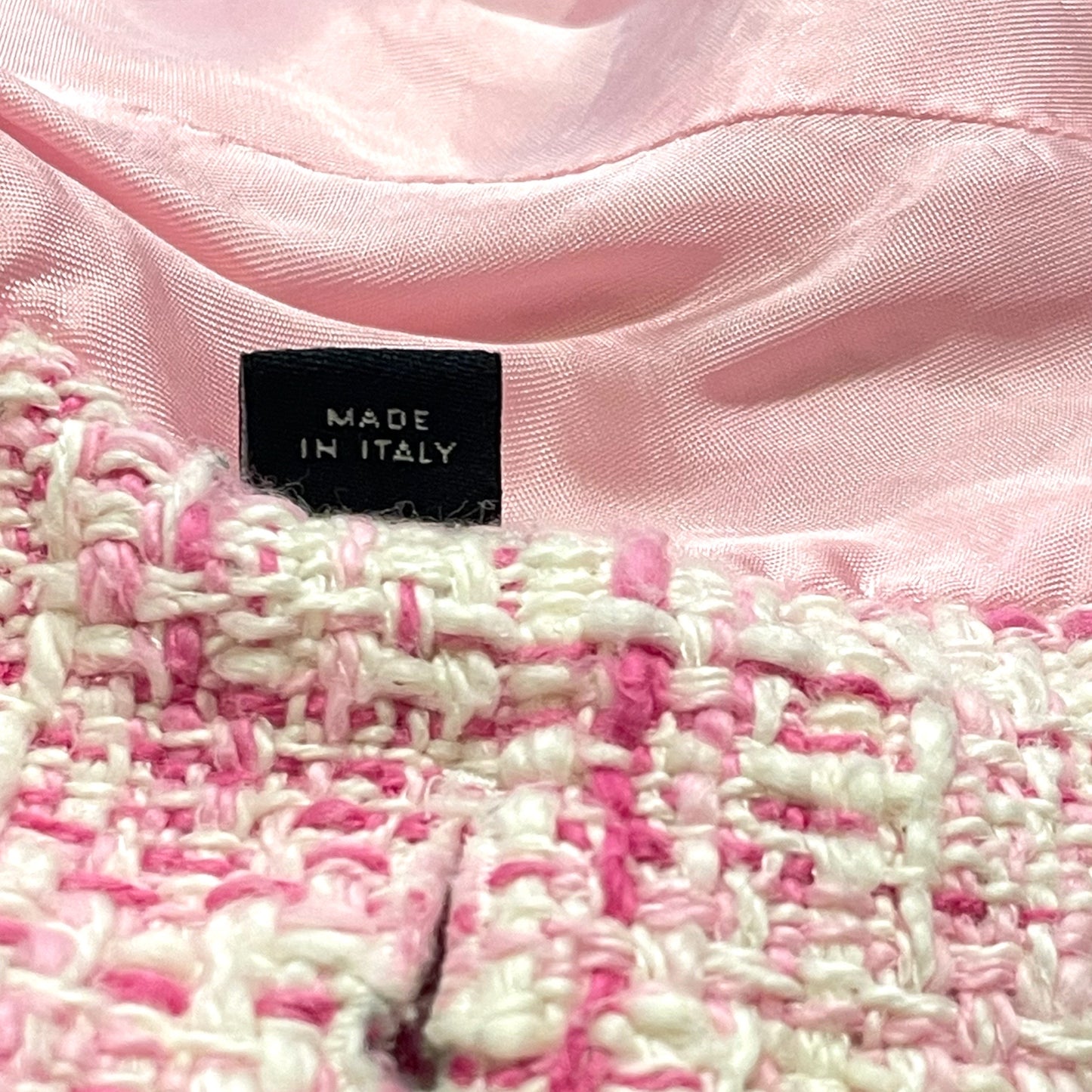 DOLCE & GABBANA Pink Tweed & Denim Fitted Jacket | Size: 38 |