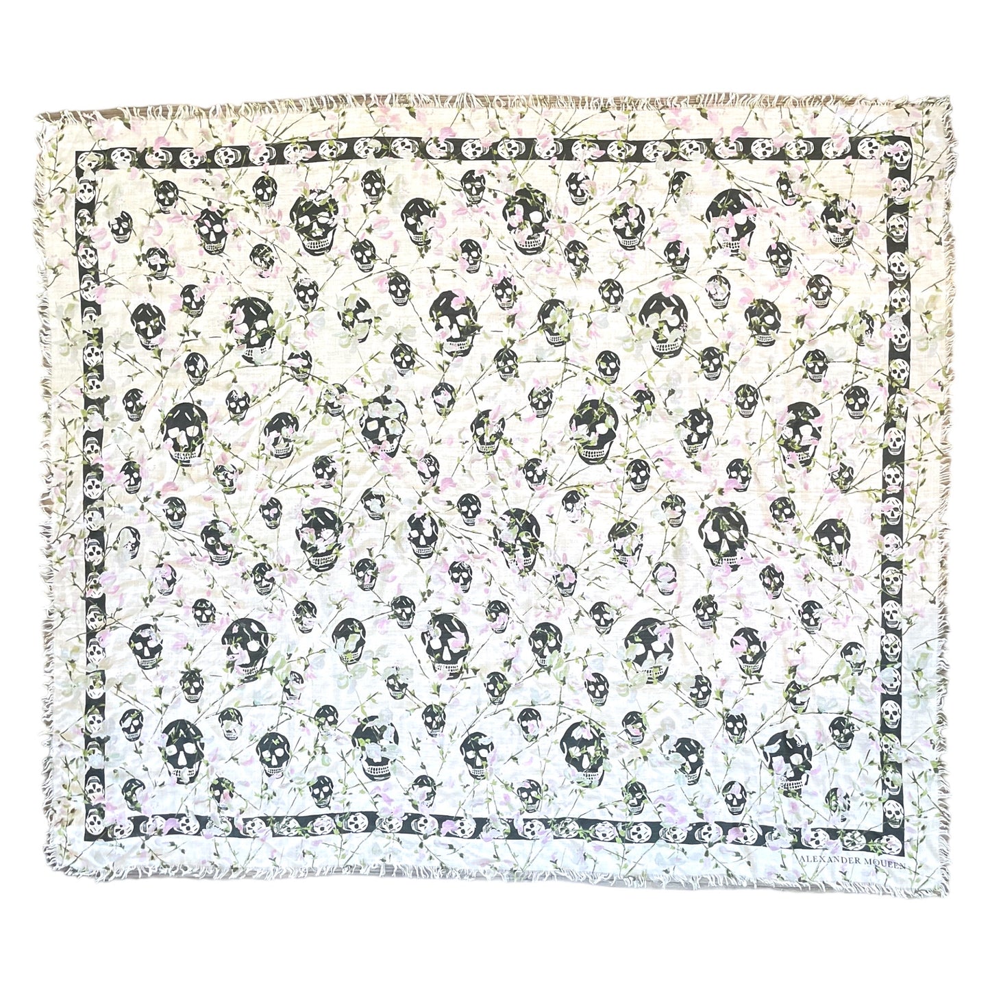 ALEXANDER MCQUEEN Classic Skull-Print Frayed Scarf