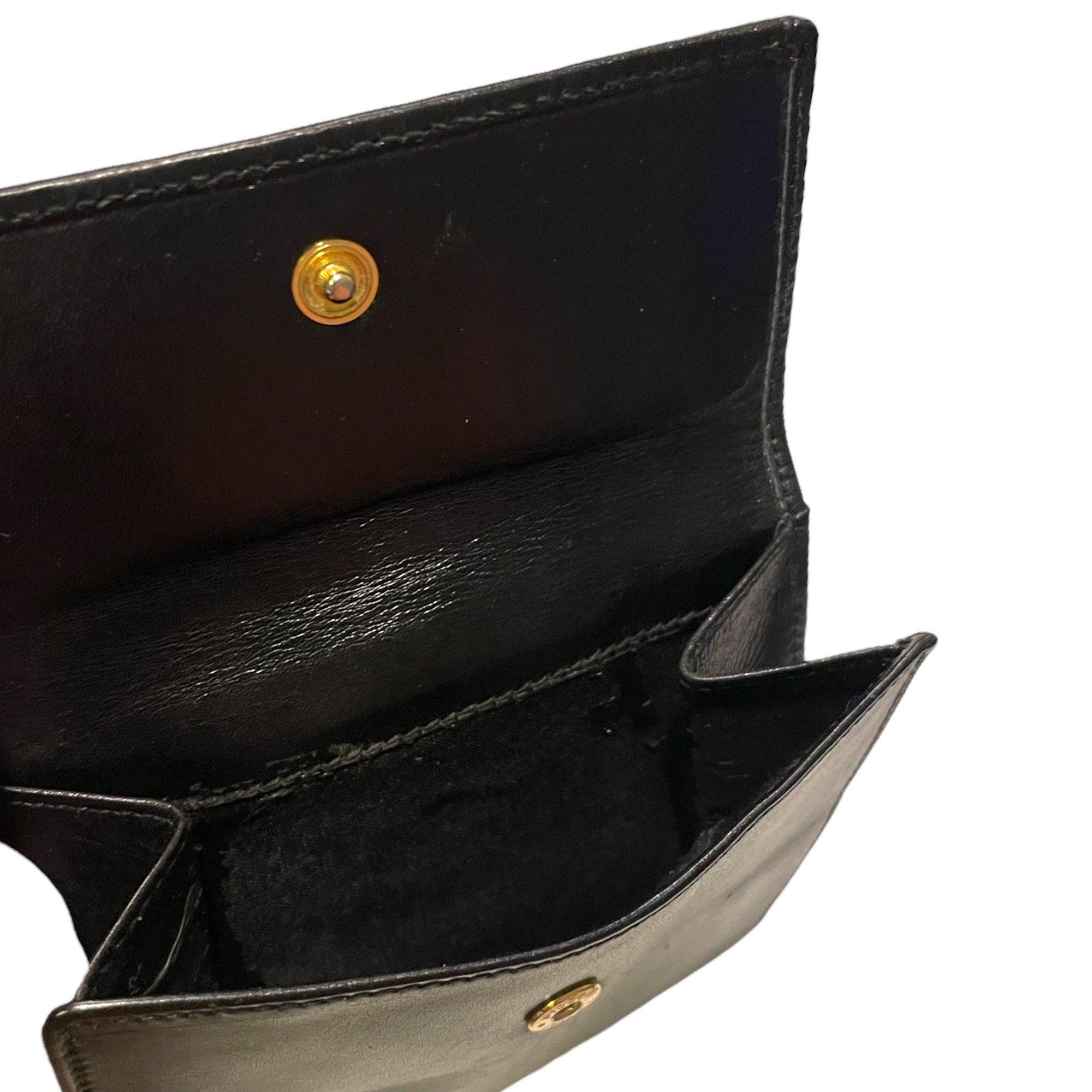SALVATORE FERRAGAMO Vintage Leather Bi-Fold Wallet with Gold Logo Clasp