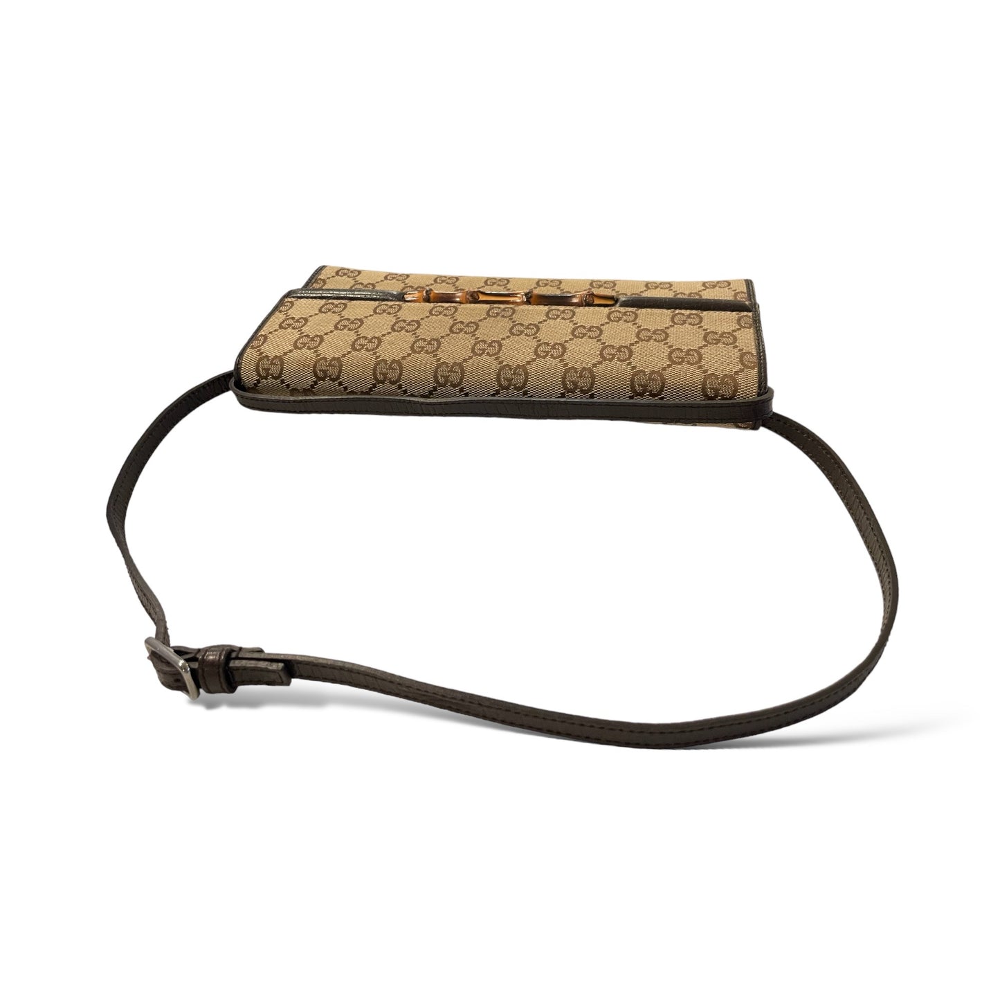GUCCI GG Canvas Bamboo Bar Clutch/ Waist bag/ Sling Bag