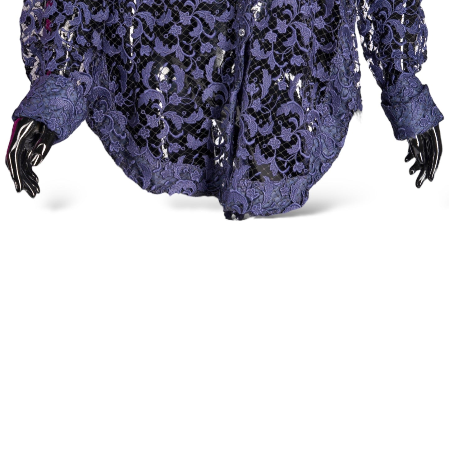 AZZEDINE ALAÏA Long Sleeve Peplum Back Lace Blouse               |Size:42|