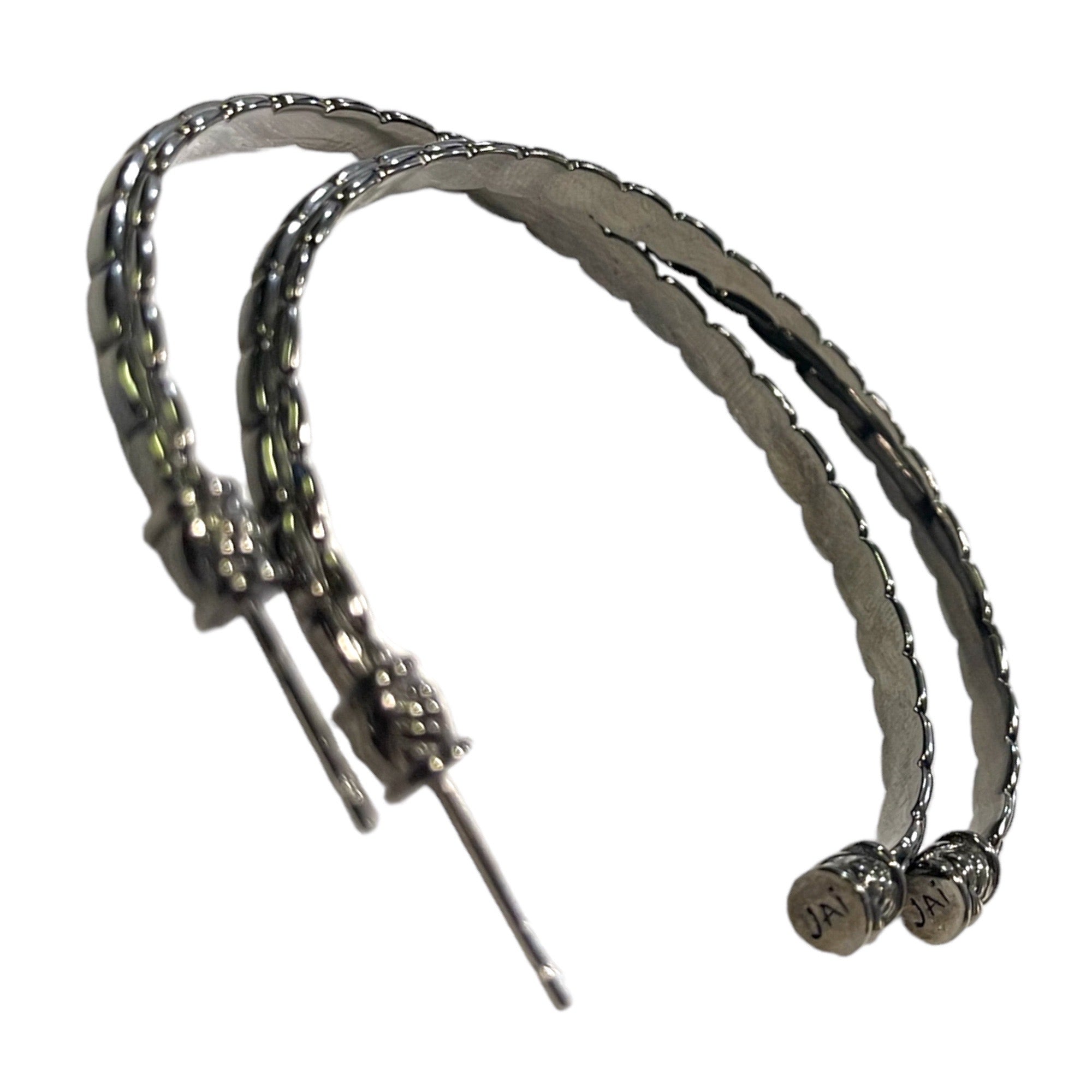 JOHN HARDY x JAI .925 Pewter Tone Large Hoop Earrings