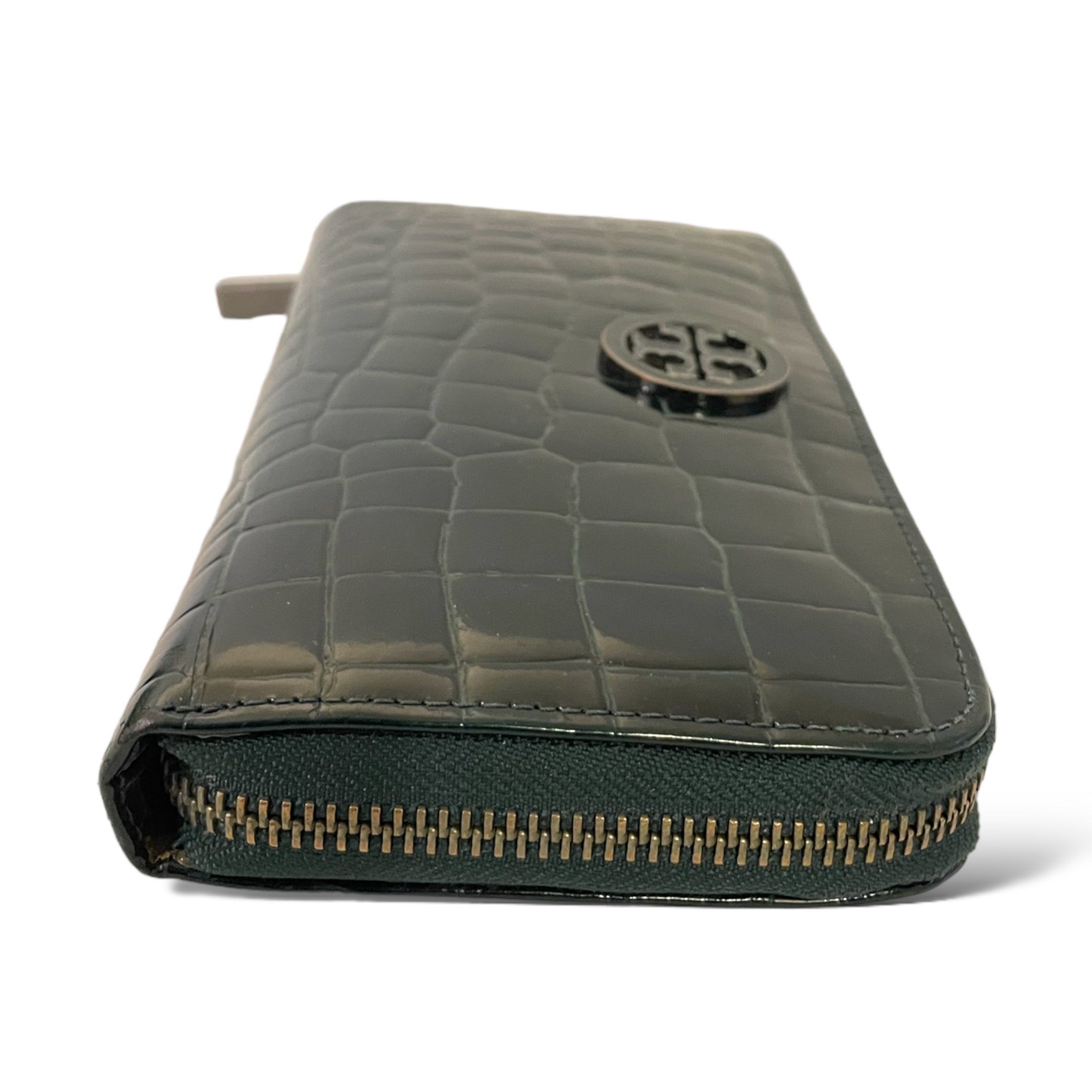 TORY BURCH Long Crocodile Embossed Zip Wallet