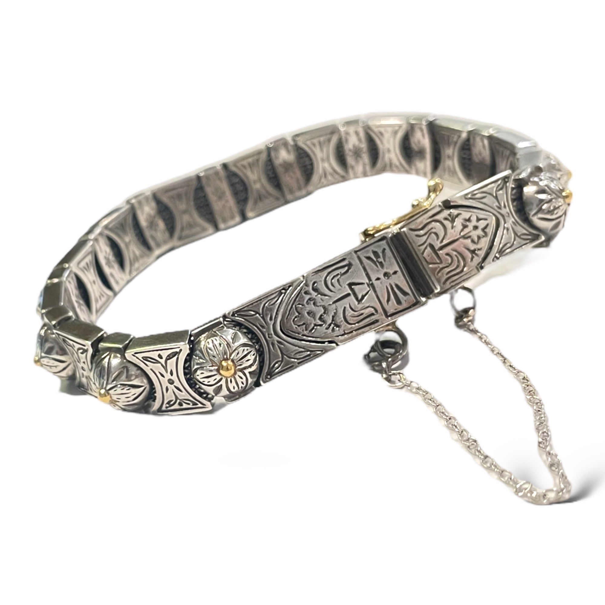 KONSTANTINO Sterling Silver & 18k Gold bracelet with mesh underlay