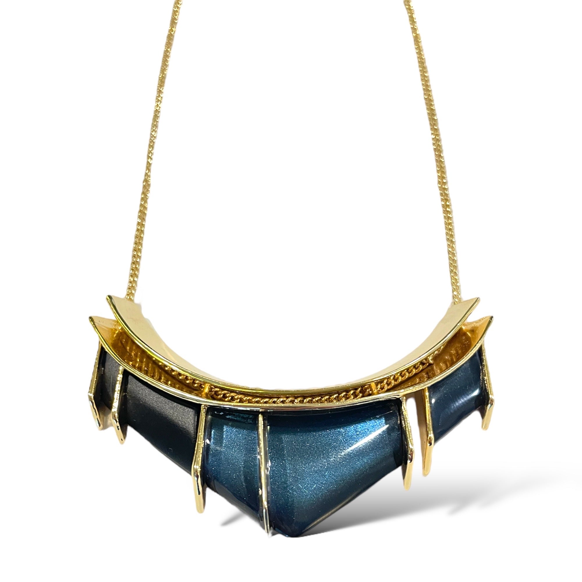 ALEXIS BITTAR Long Gold Tone & Pendant Statement Necklace