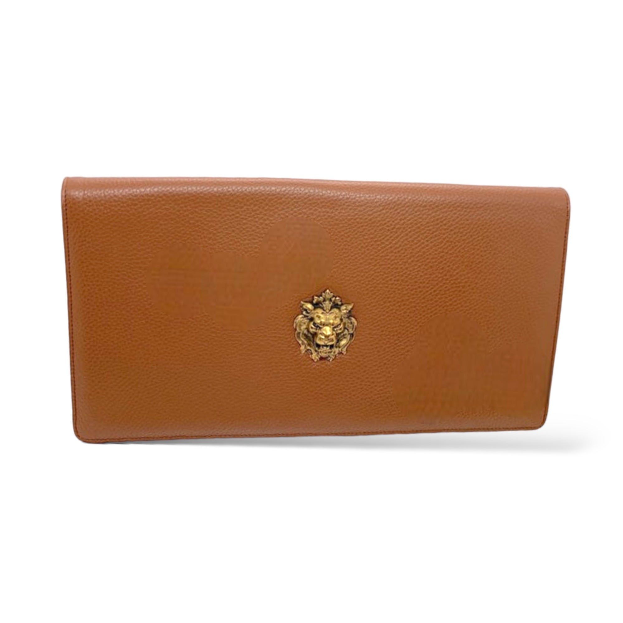 ELA STONE Paris Grained Cognac Leather Clutch