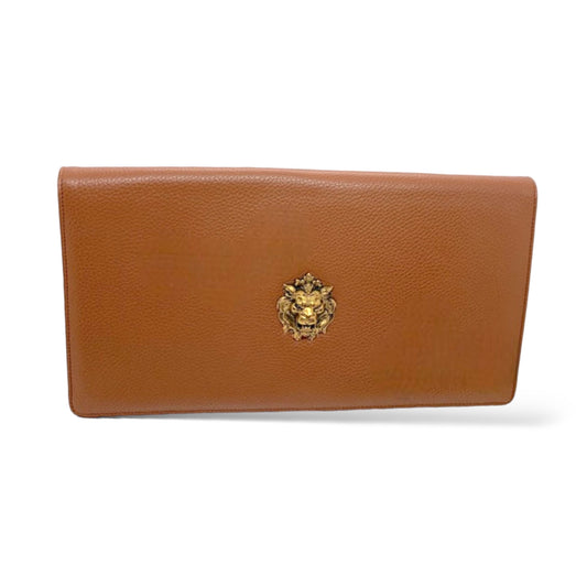 ELA STONE Paris Grained Cognac Leather Clutch