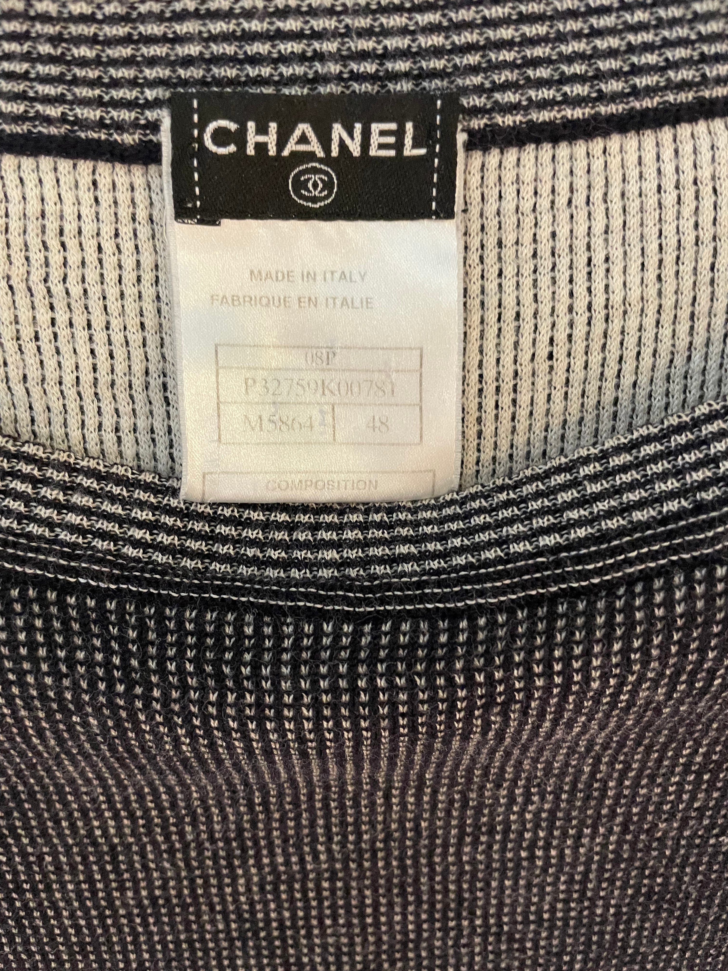CHANEL Circa 2008 T-Shirt with Chanel Logo on Sleeve
|Size: 48|