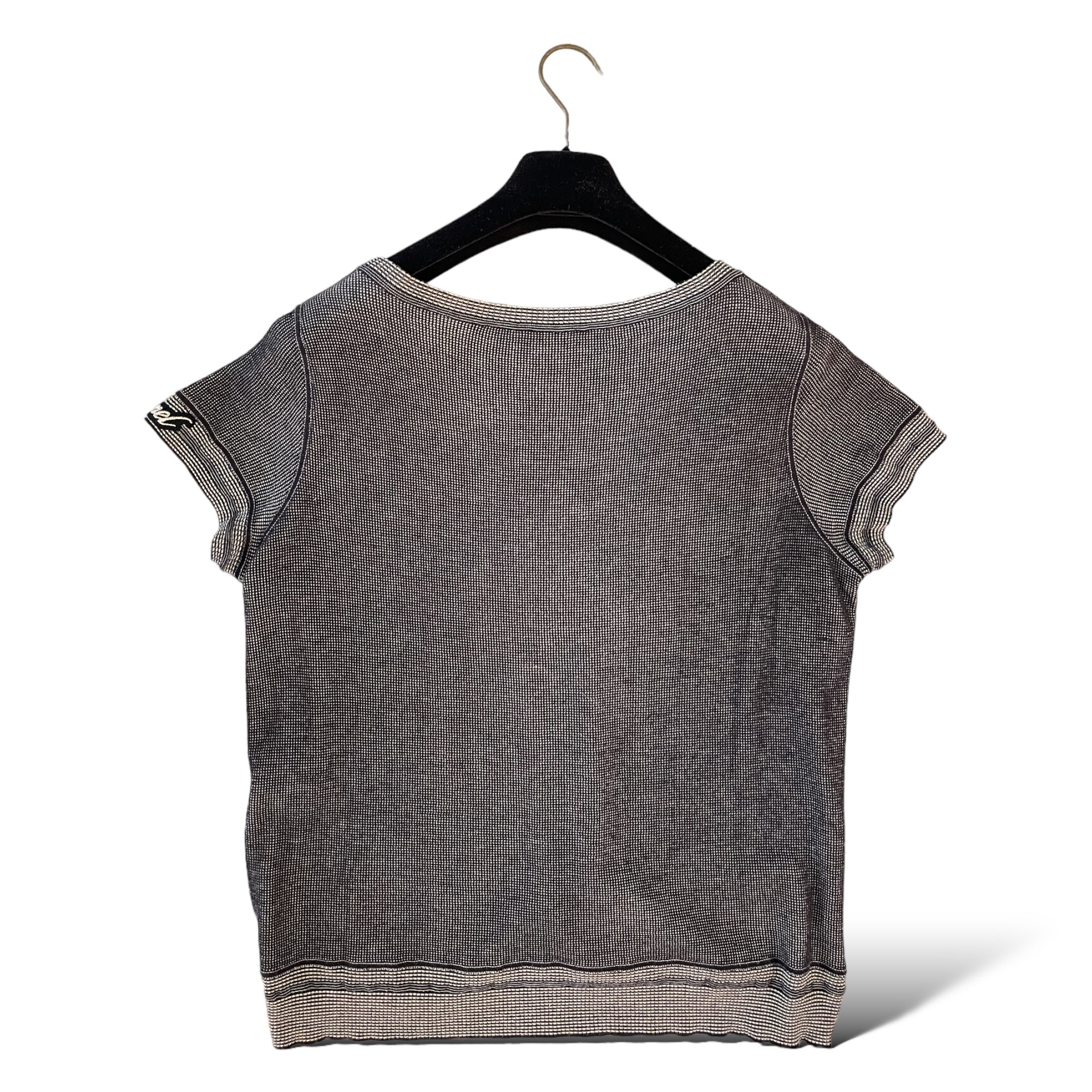 CHANEL Circa 2008 T-Shirt with Chanel Logo on Sleeve
|Size: 48|