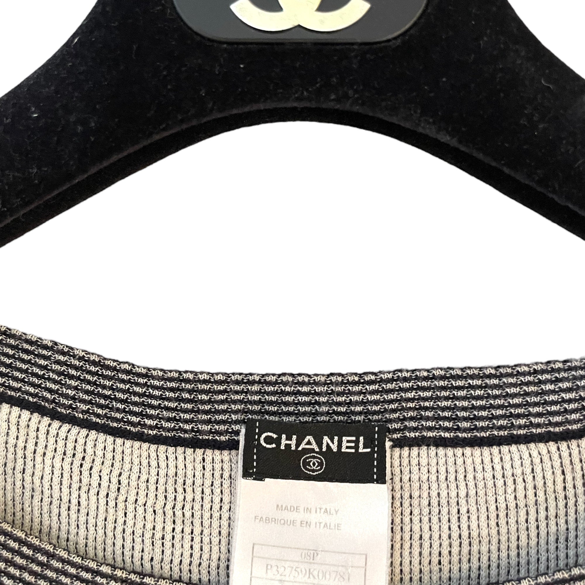 CHANEL Circa 2008 T-Shirt with Chanel Logo on Sleeve
|Size: 48|