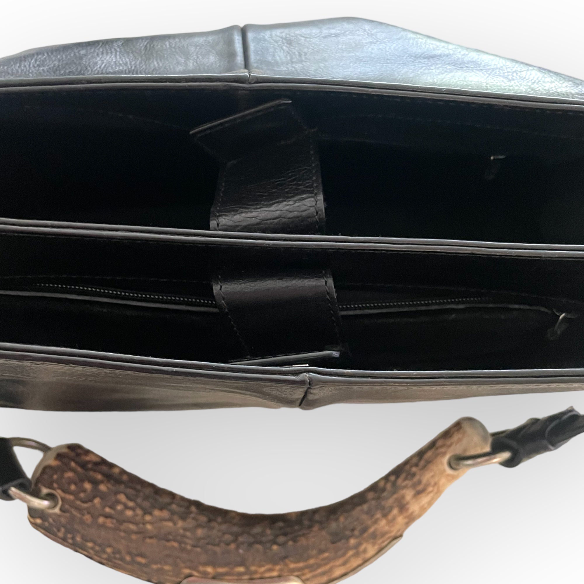 YVES SAINT LAURENT Tom Ford Deer Antler Style Black Leather Purse
