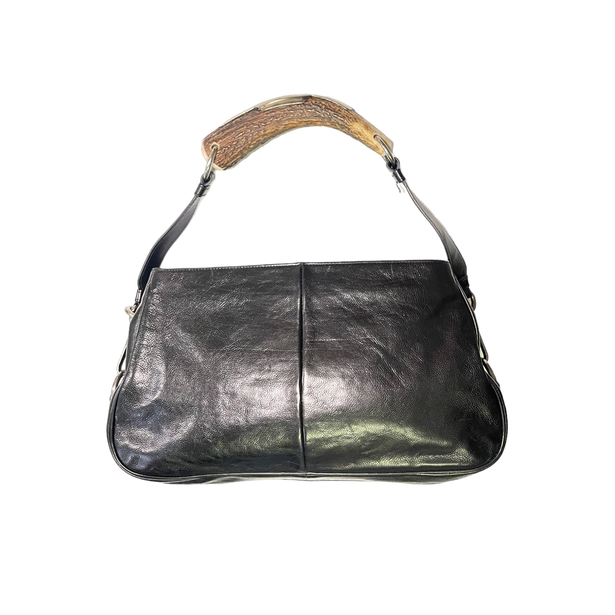 YVES SAINT LAURENT Tom Ford Deer Antler Style Black Leather Purse