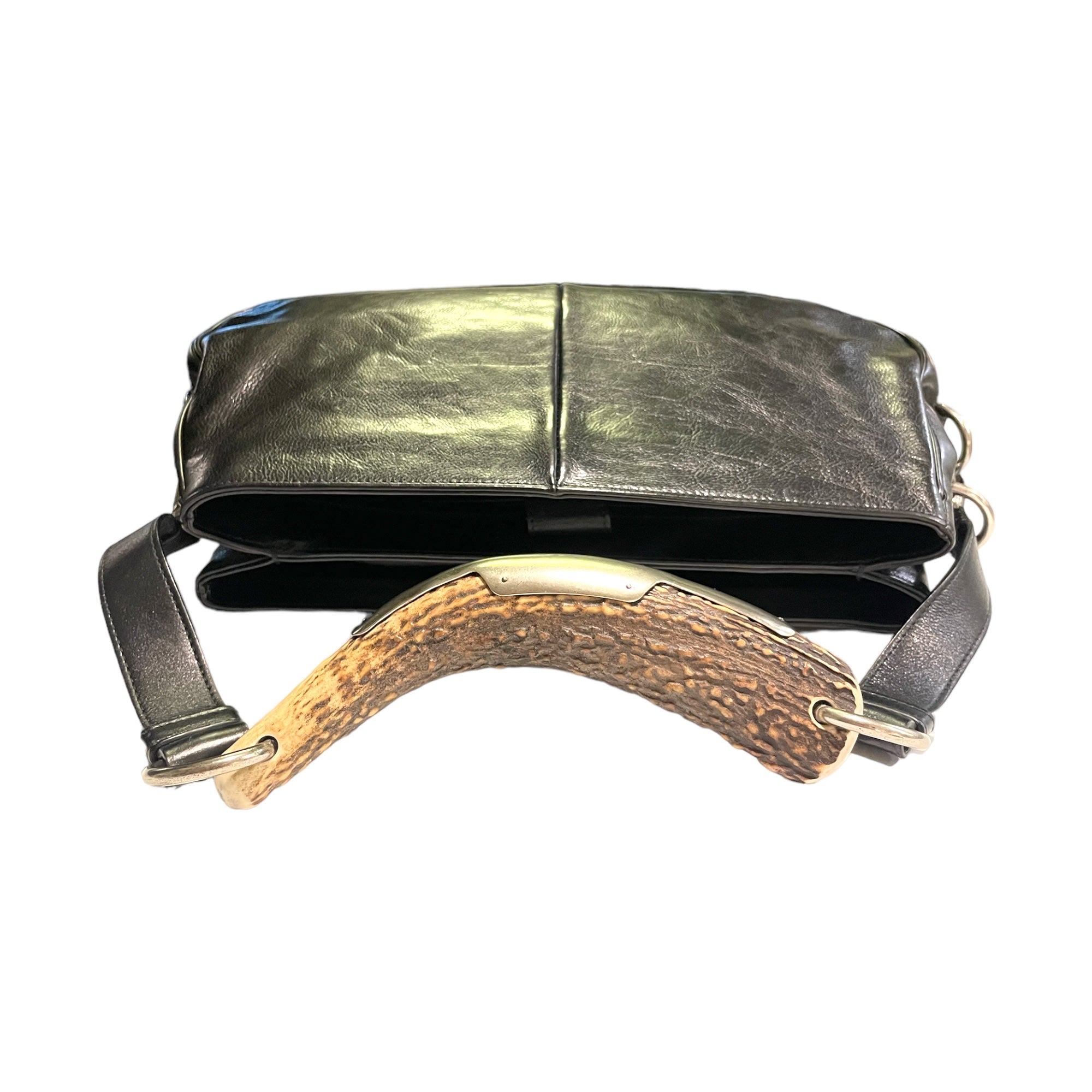YVES SAINT LAURENT Tom Ford Deer Antler Style Black Leather Purse