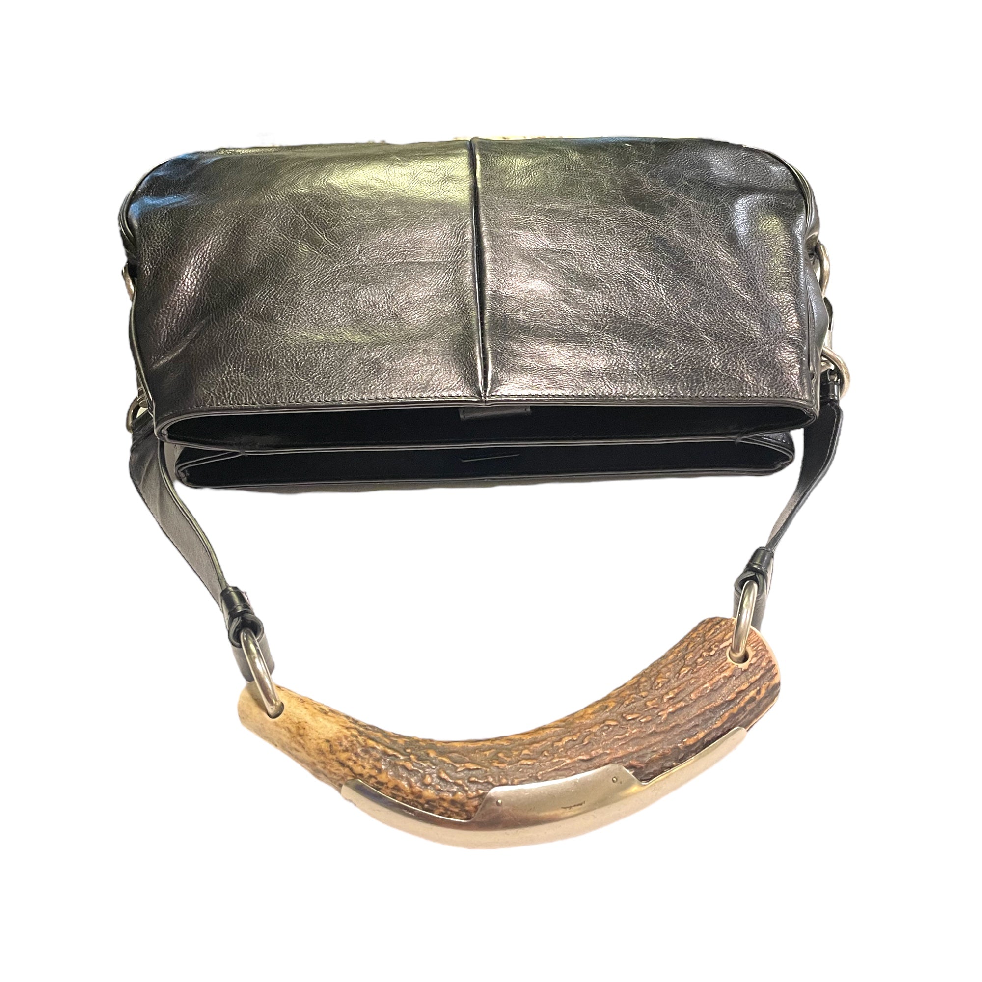 YVES SAINT LAURENT Tom Ford Deer Antler Style Black Leather Purse