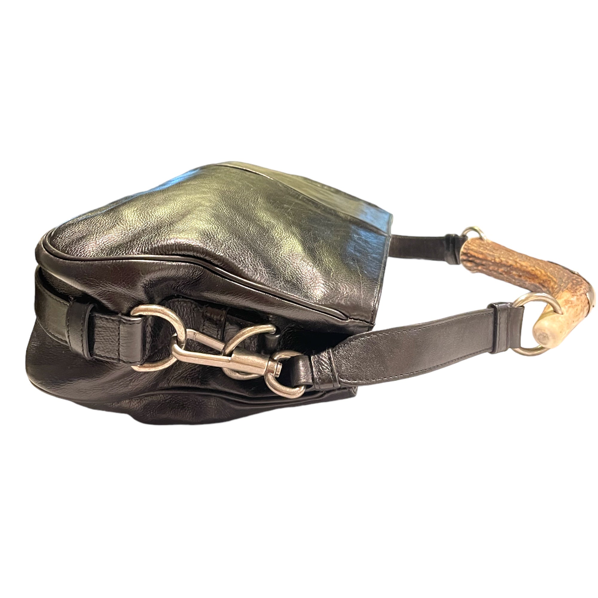 YVES SAINT LAURENT Tom Ford Deer Antler Style Black Leather Purse