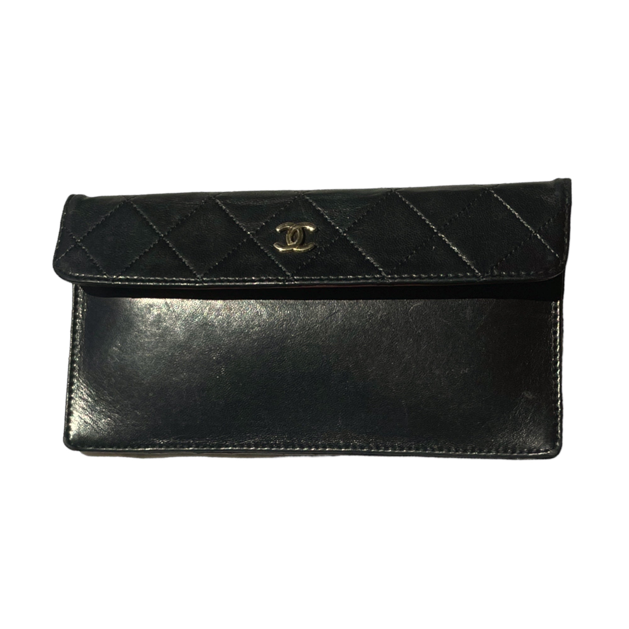 AUTHENTIC CHANEL Vintage Classic Black Flap Closure Clutch Purse