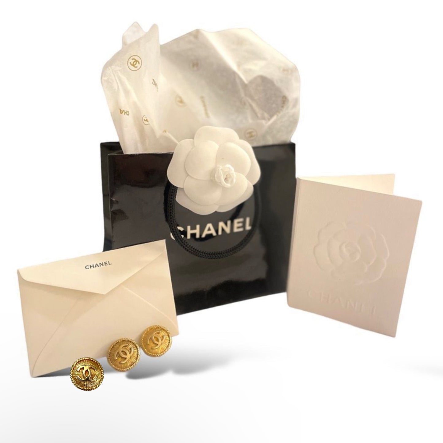 CHANEL Vintage AUTHENTIC Gold Metal CC Interlocking Logo Buttons (Three)