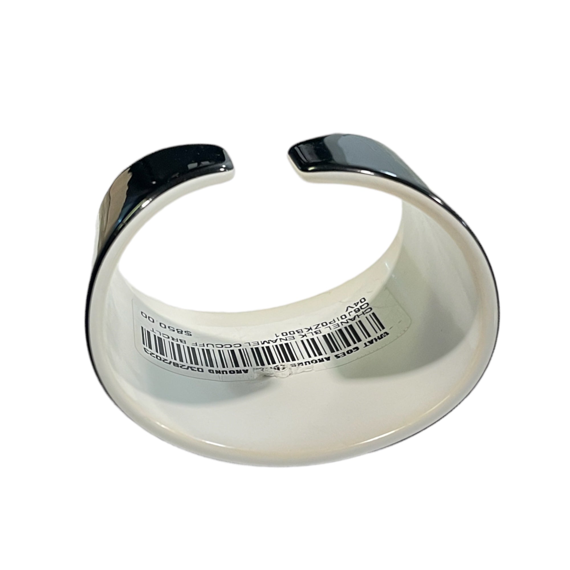 CHANEL Black and White Enamel CC Logo Cuff Circa 94’