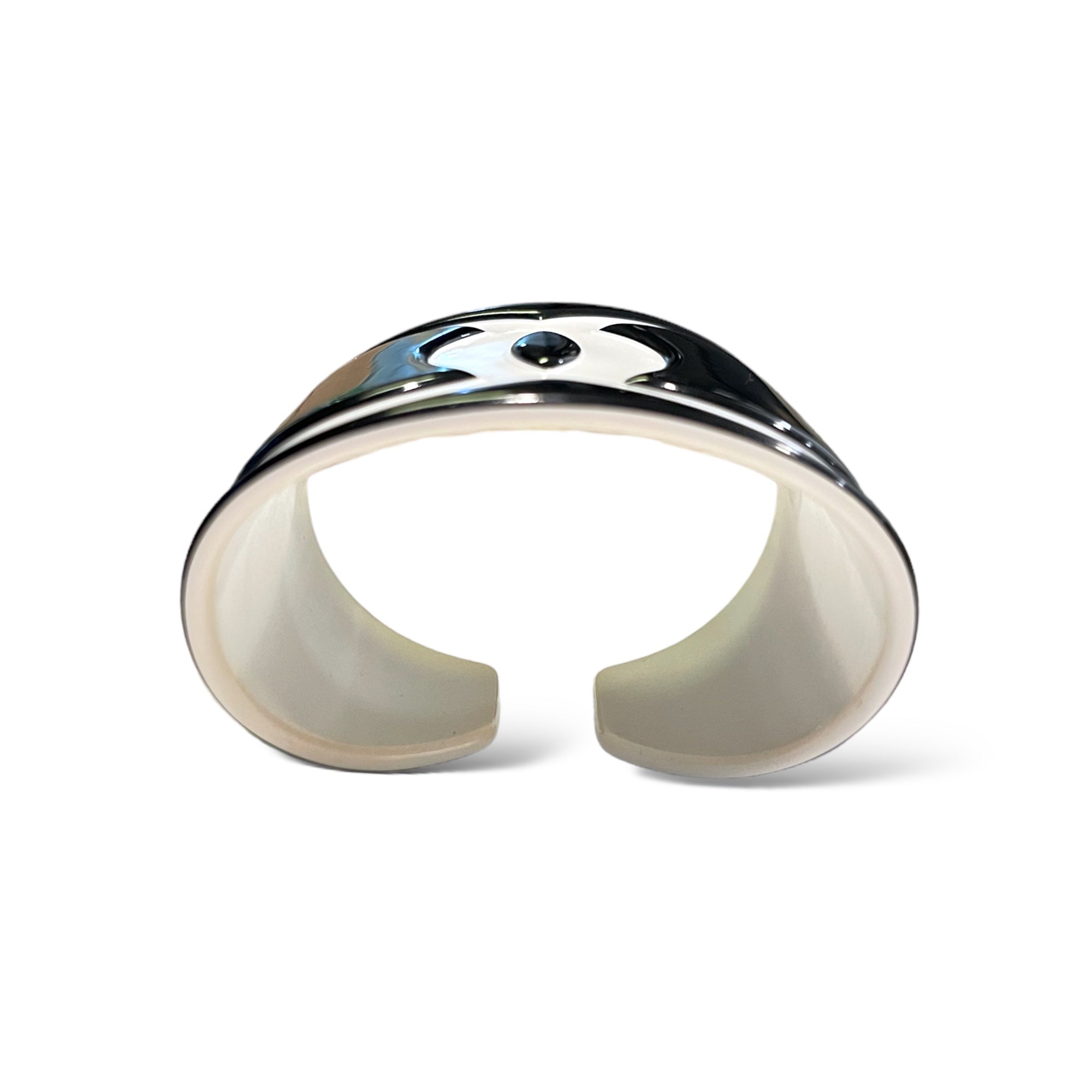 CHANEL Black and White Enamel CC Logo Cuff Circa 94’