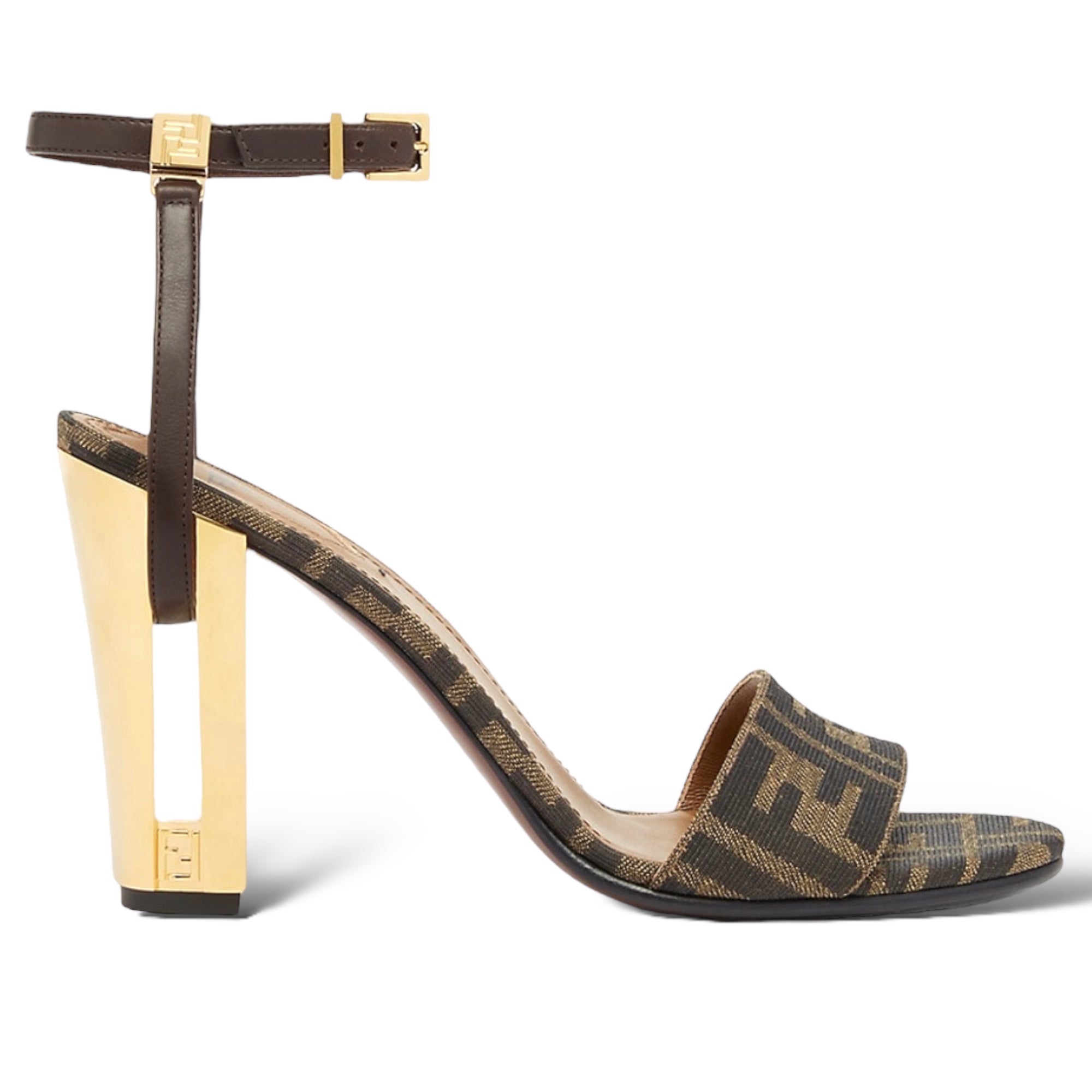 FENDI DELFINA FF & LEATHER SANDAL | Size: 38 |