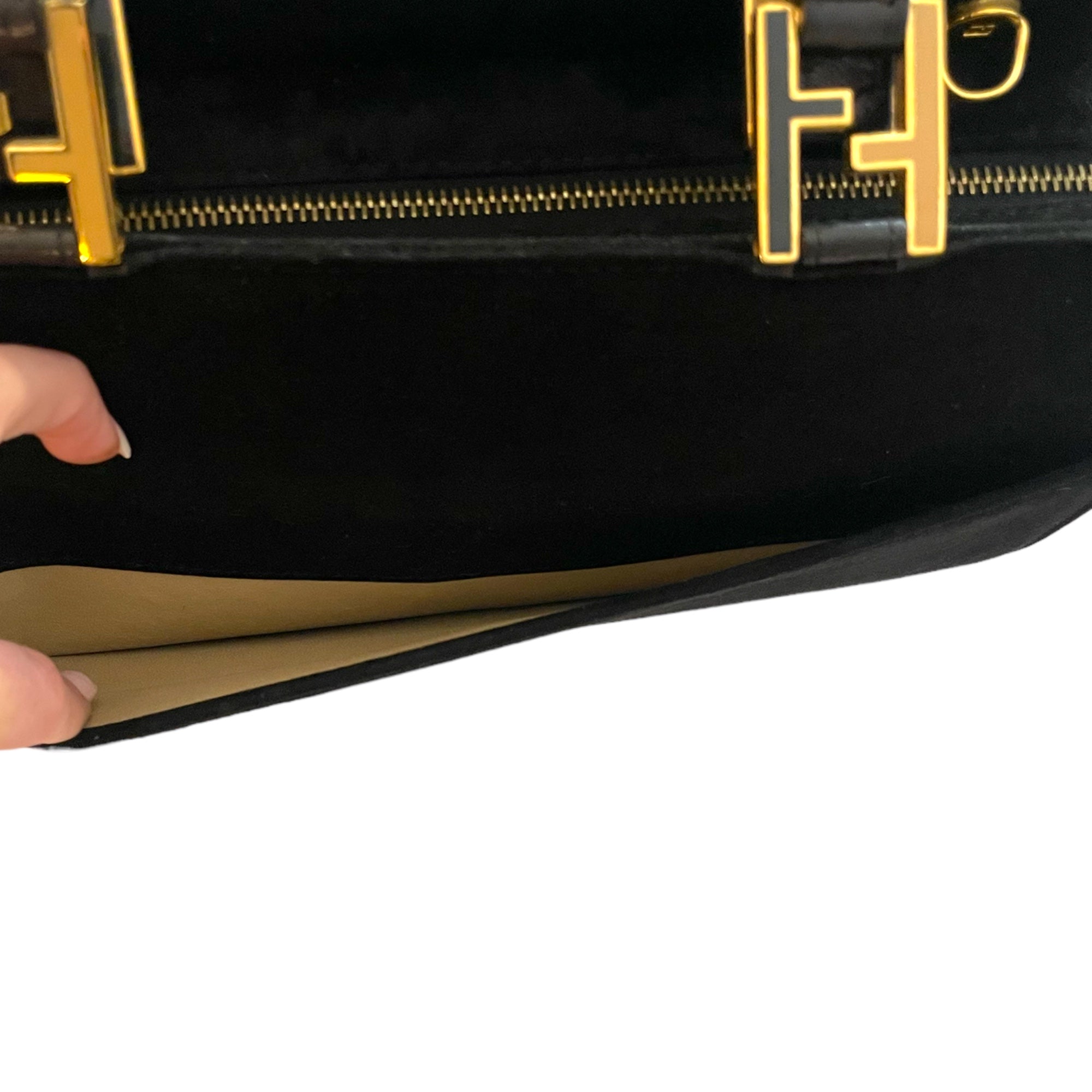 FENDI Vintage Black Suede 2-Way Tote/Crossbody with FF Motif Hardware at Handles
