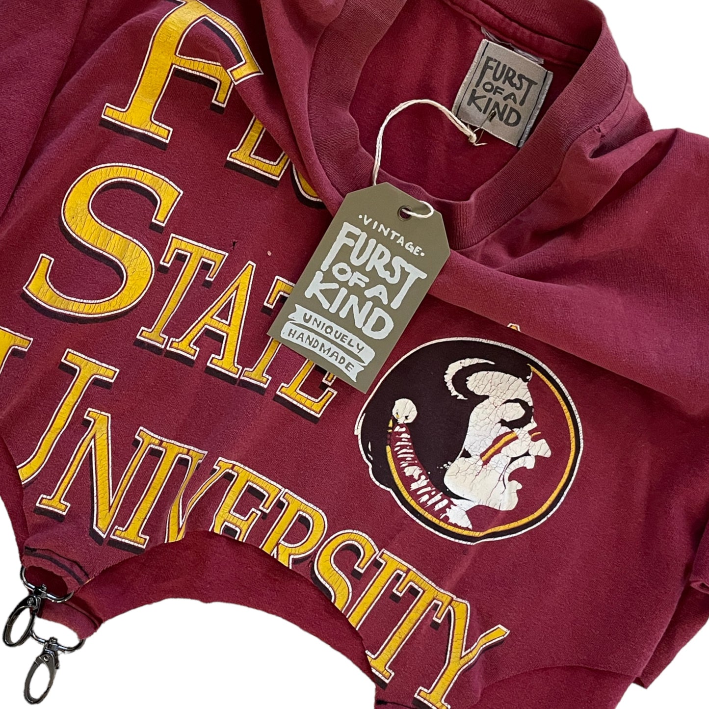 FURST OF A KIND Reworked VINTAGE Florida State University CLASP BOTTOM TEE