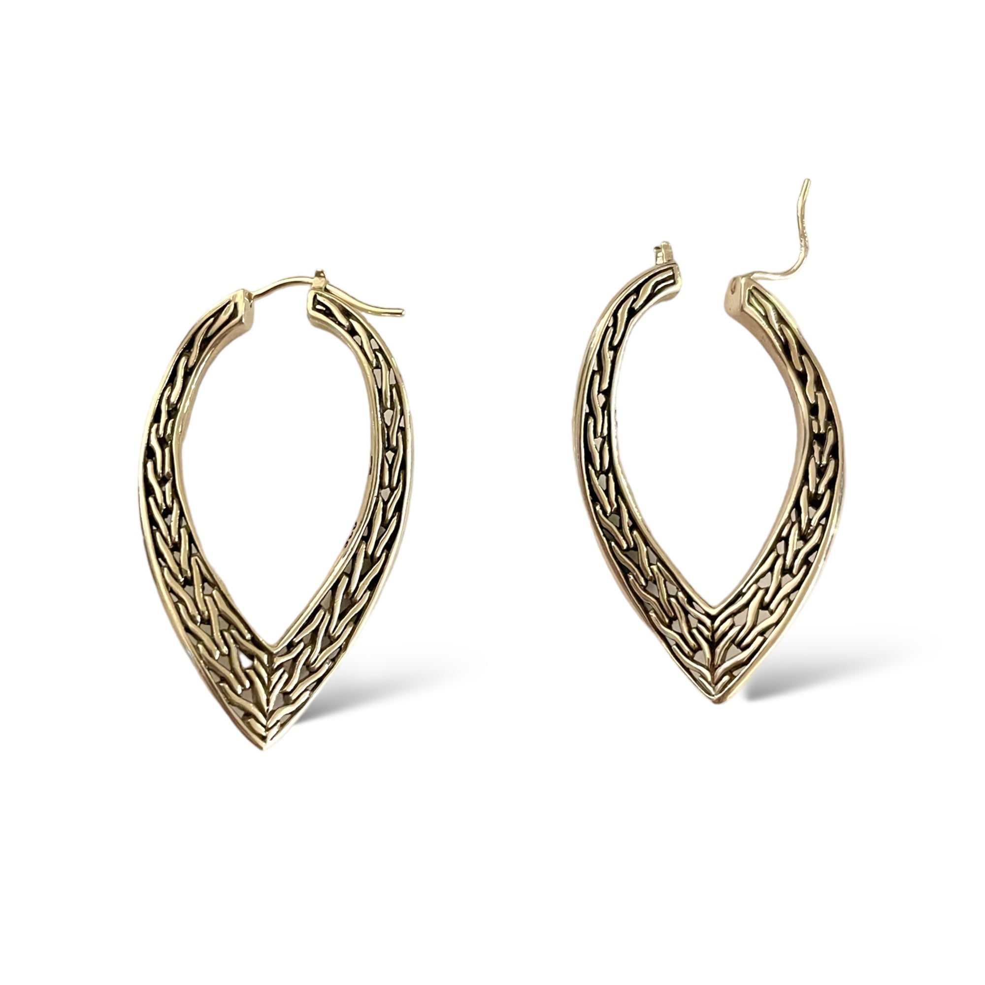 JOHN HARDY Classic Wheat Design Oblong Hoop Earrings