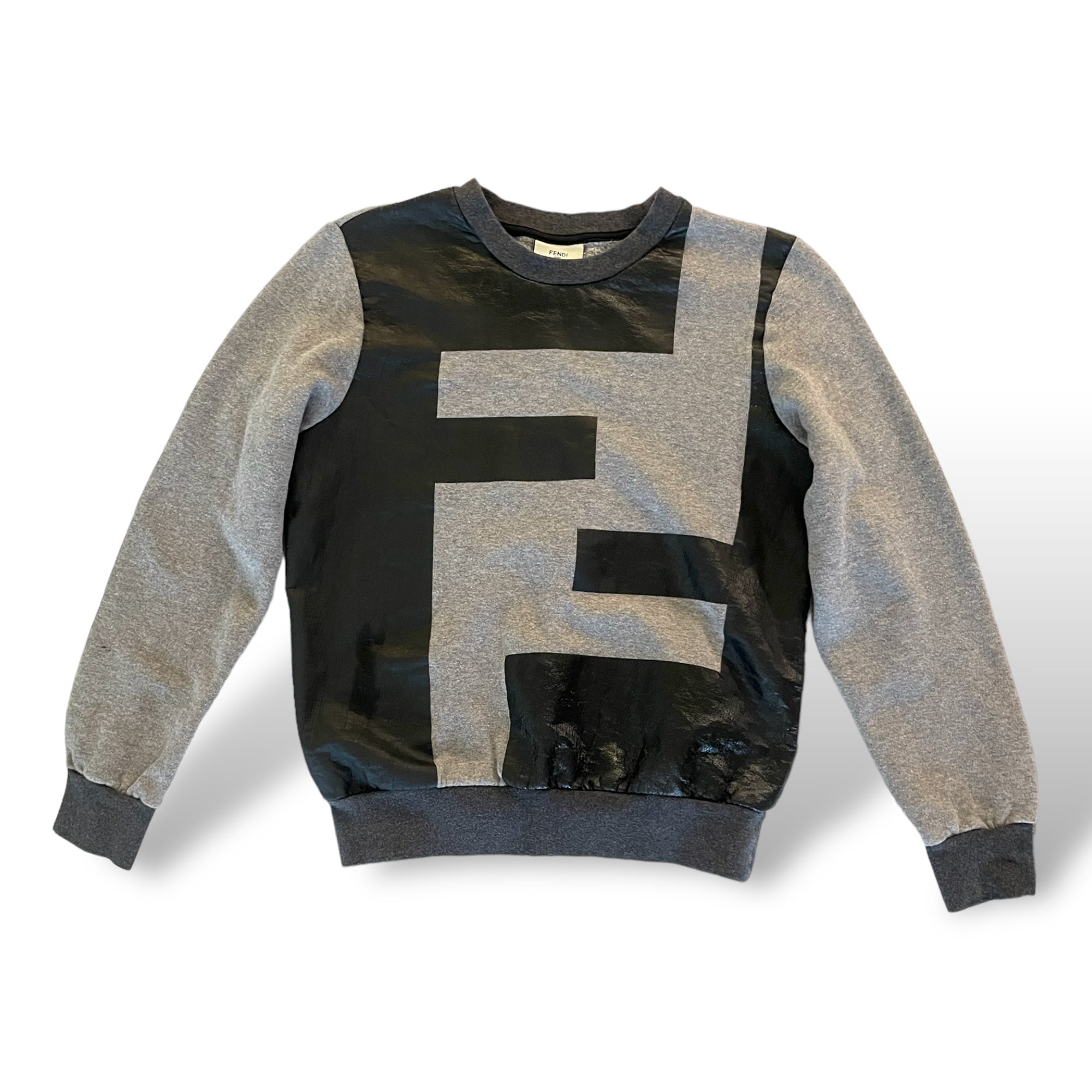 FENDI Double FF Motif Grey & Black Sweater |Size: Youth 12A|