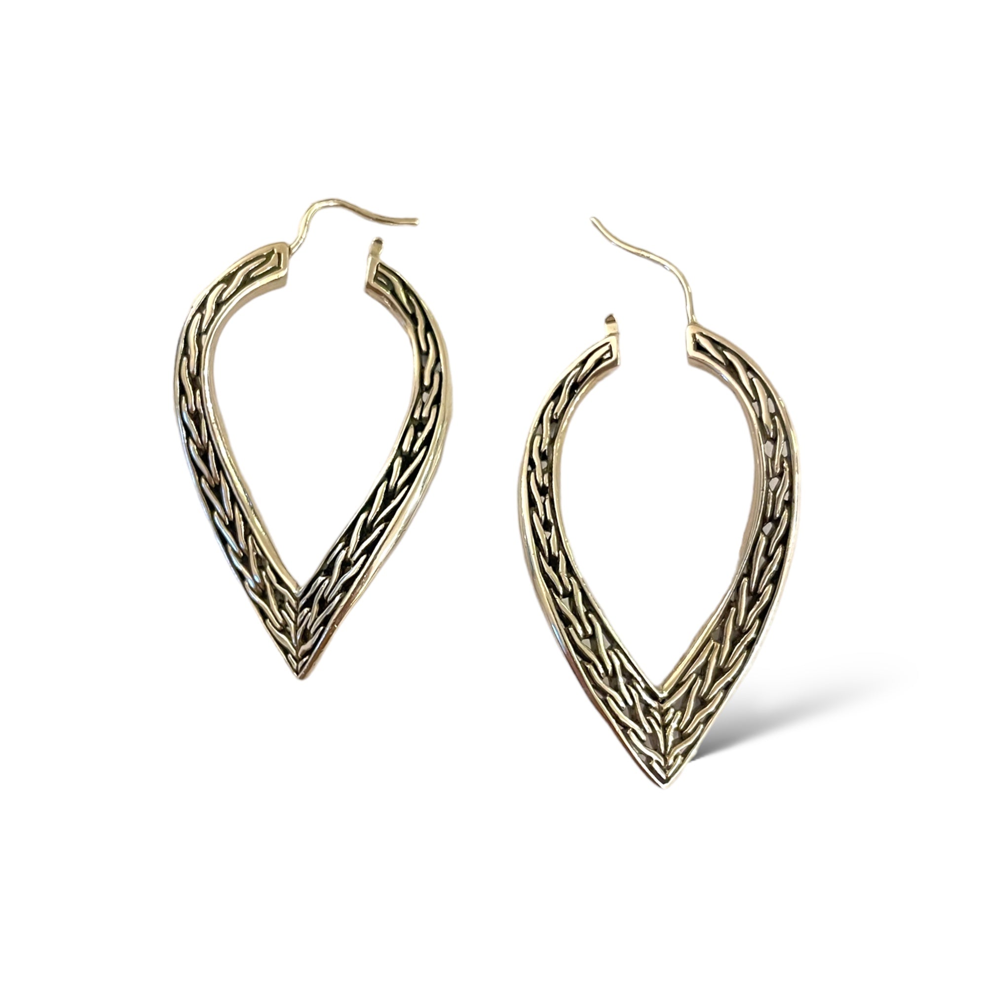 JOHN HARDY Classic Wheat Design Oblong Hoop Earrings