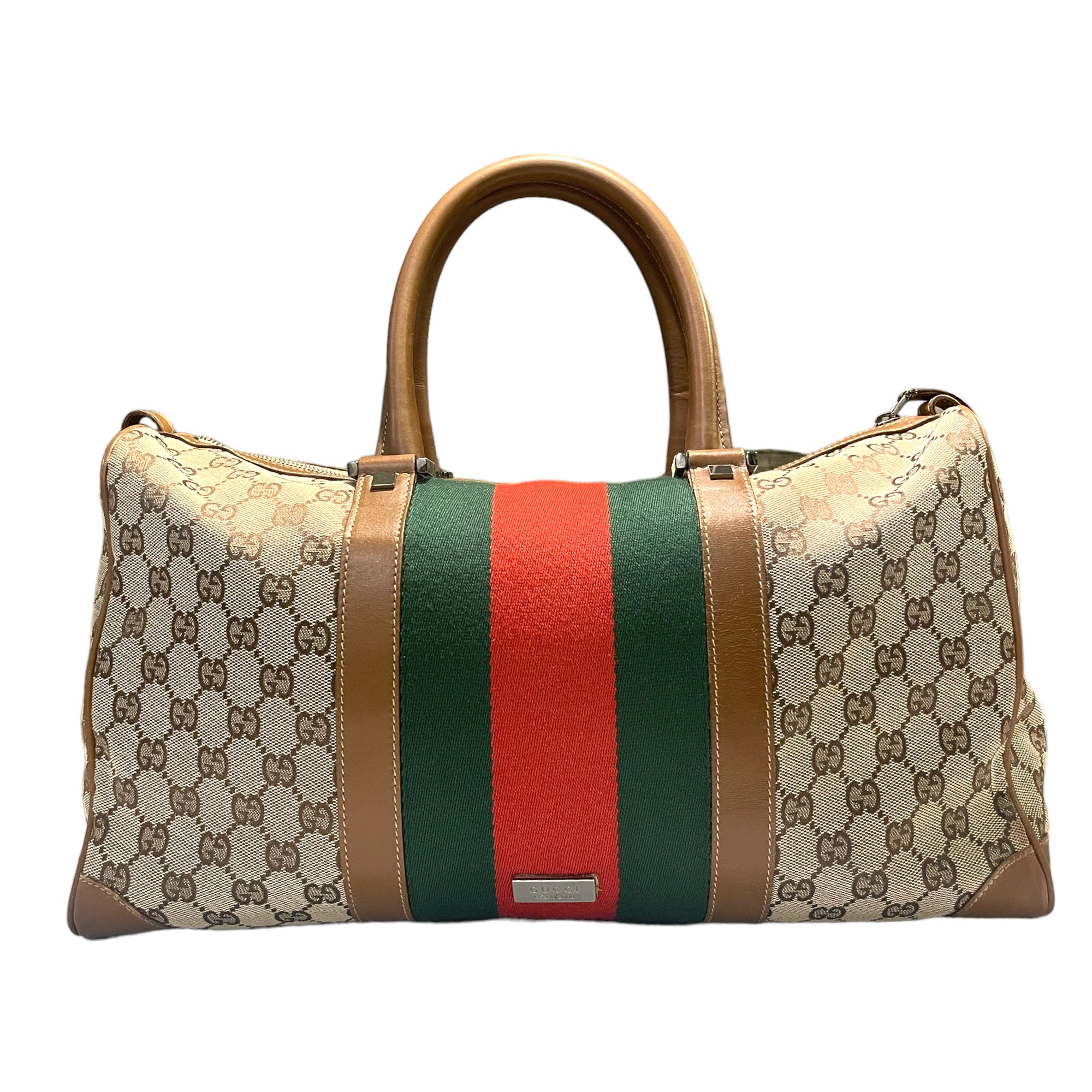 GUCCI Vintage Monogram Canvas LIMITED EDITION Web Boston Tote (EUC Numbered)