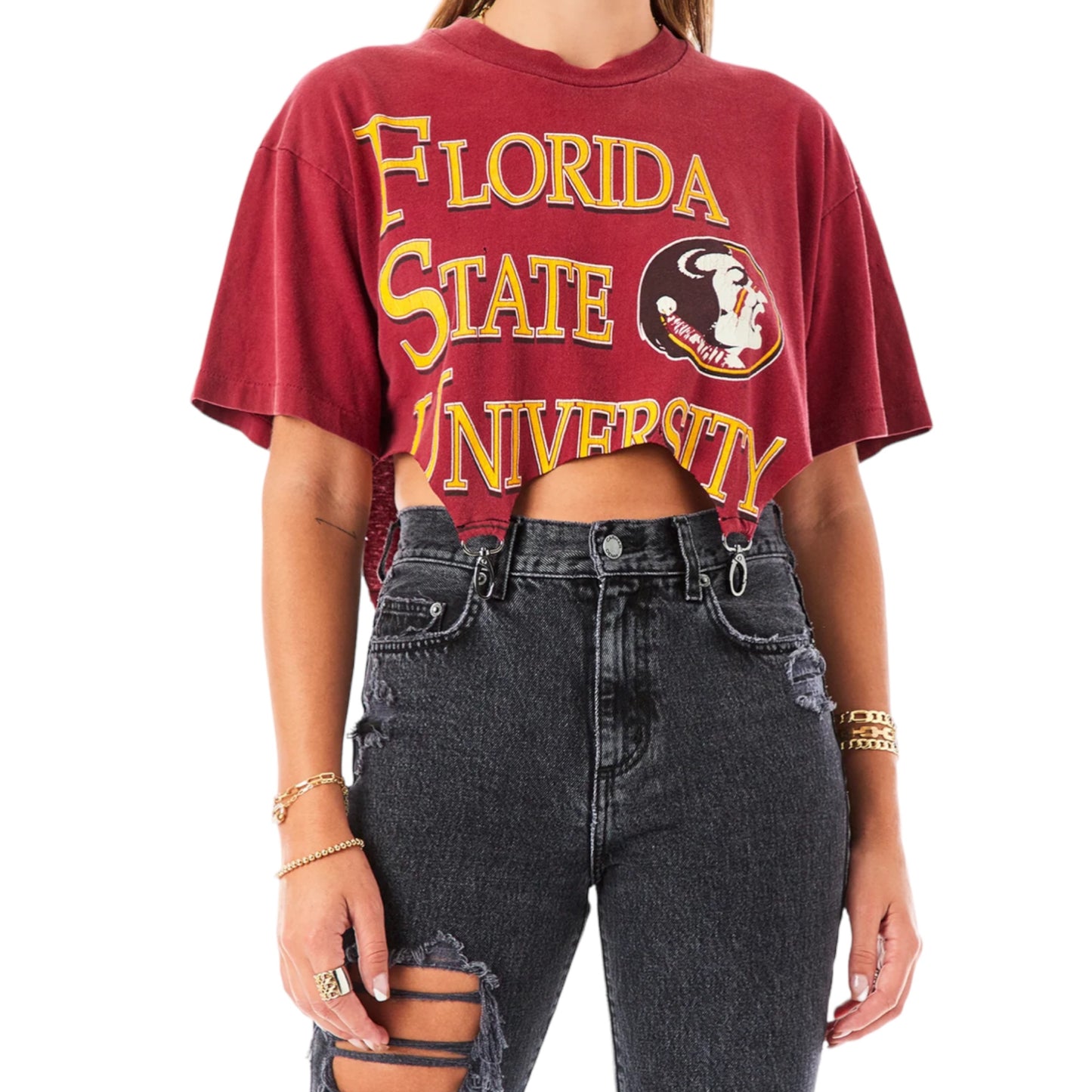 FURST OF A KIND Reworked VINTAGE Florida State University CLASP BOTTOM TEE