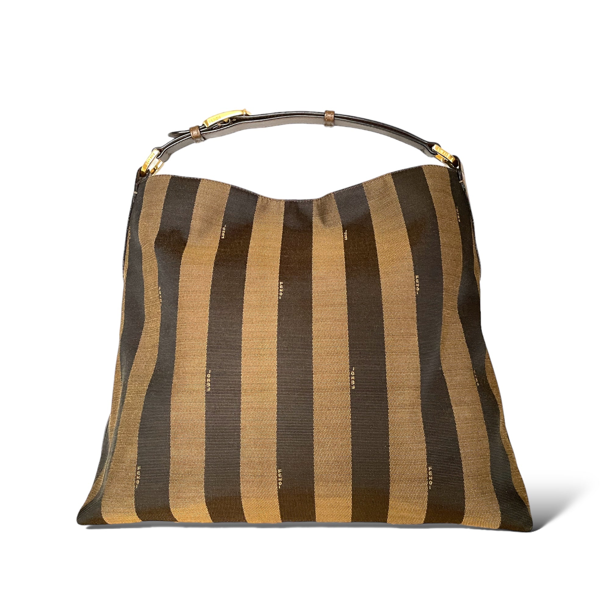 FENDI Large Pequin Striped Hobo Bag