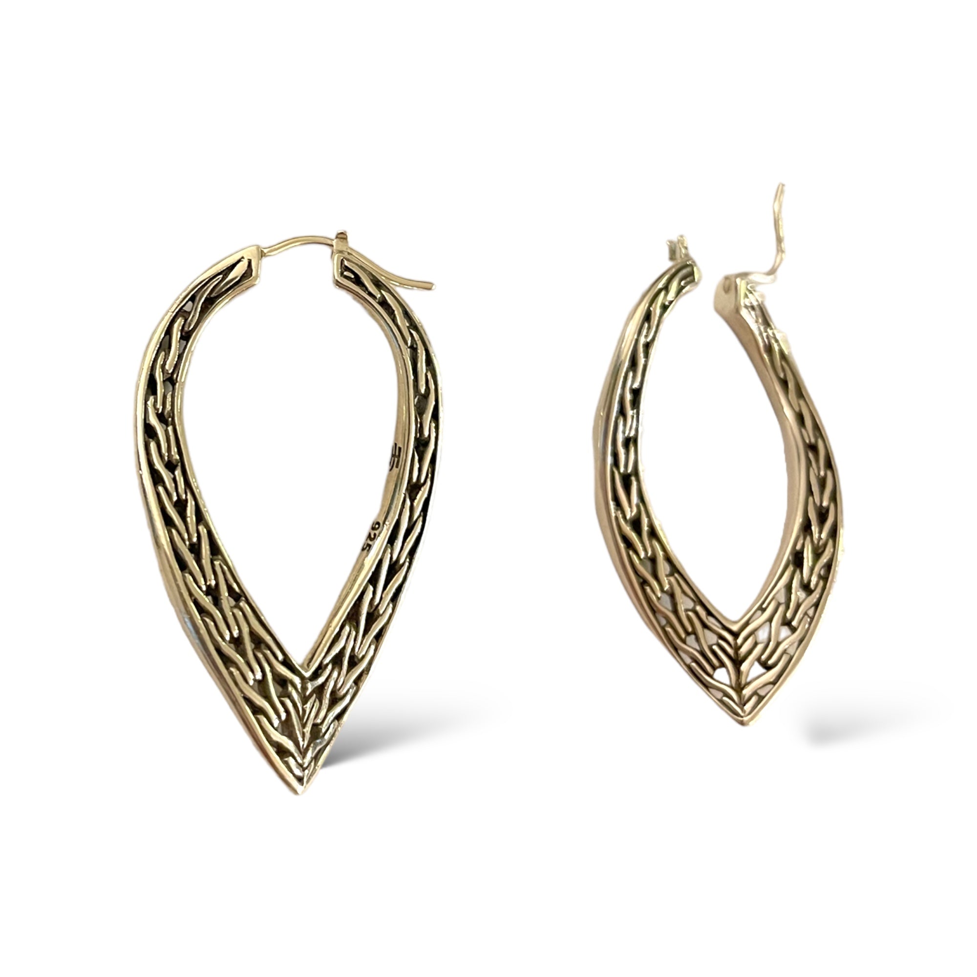 JOHN HARDY Classic Wheat Design Oblong Hoop Earrings