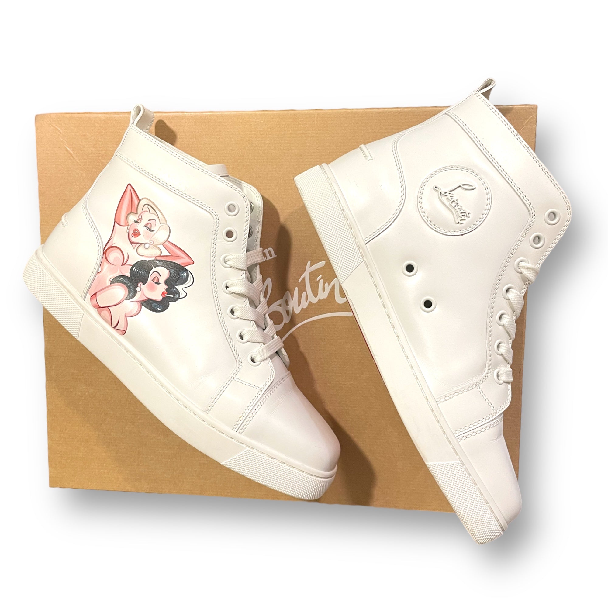Christian Louboutin Loupin Up Donna High-Top Leather Sneakers |Size:IT 38|