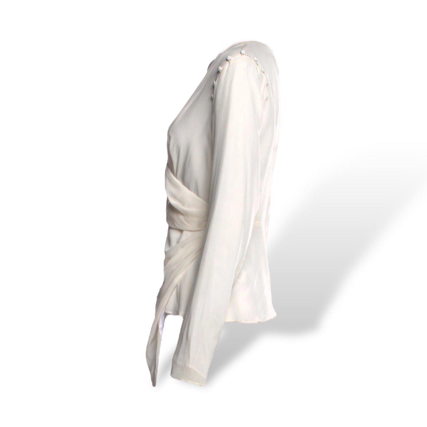 AMUR Silk Cowl Neck Blouse with Removable Sleeves