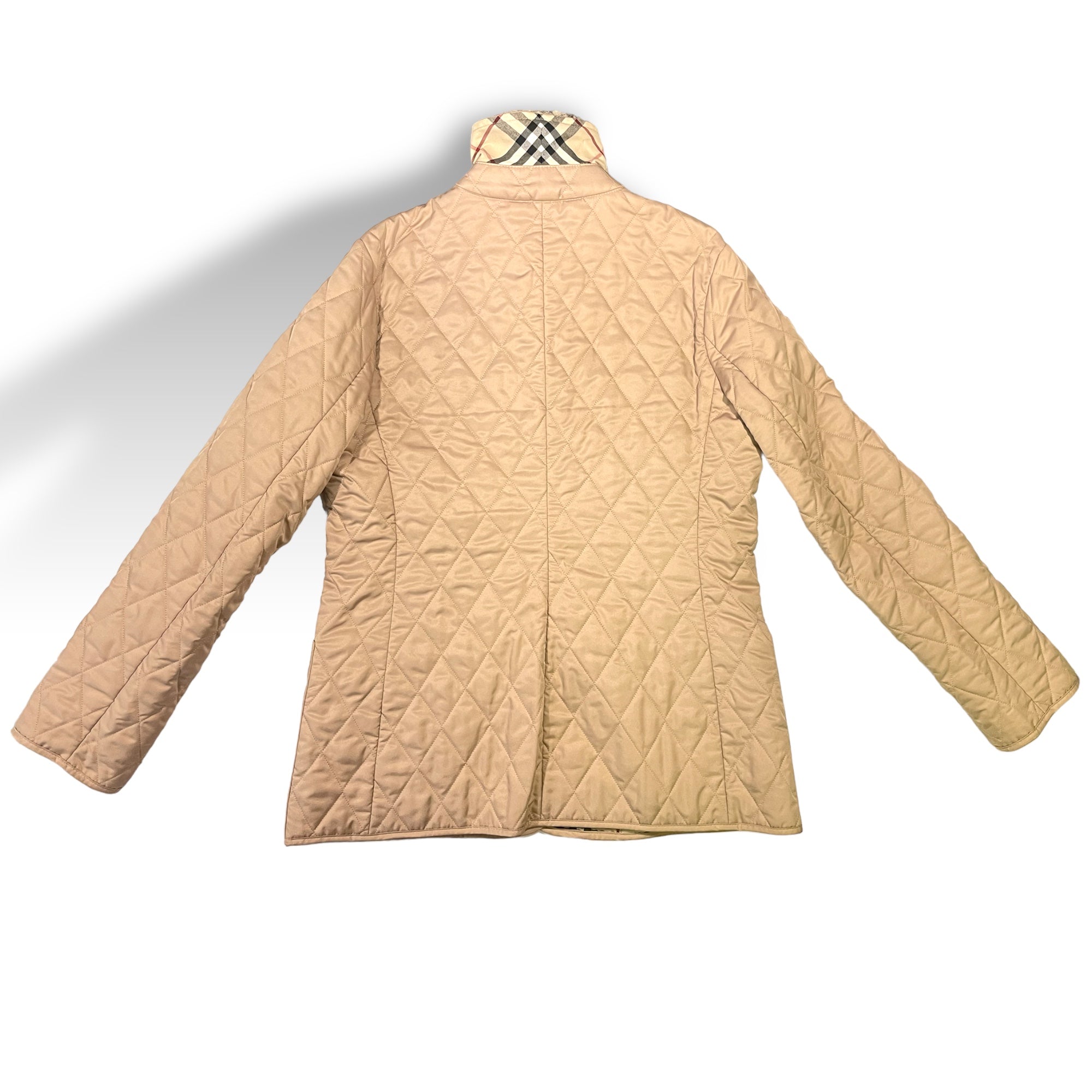 BURBERRY LONDON Classic Quilted Tan/Check Lined Coat |Size: Small|