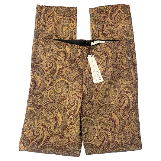 Alice + Olivia Gold Lamè Paisley Printed Straight Leg Pants |Size: 2|