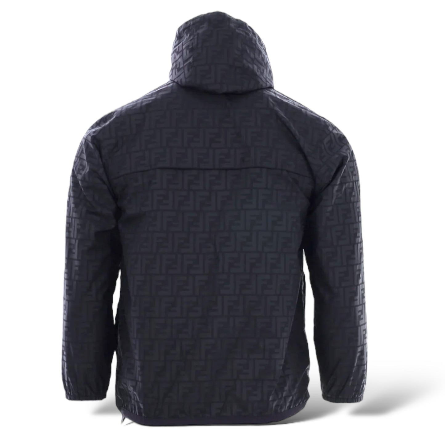 Fendi x K-Way Gold-Tone/Black Zucca Printed Reversible Nylon Windbreaker |Size: MENS XS|