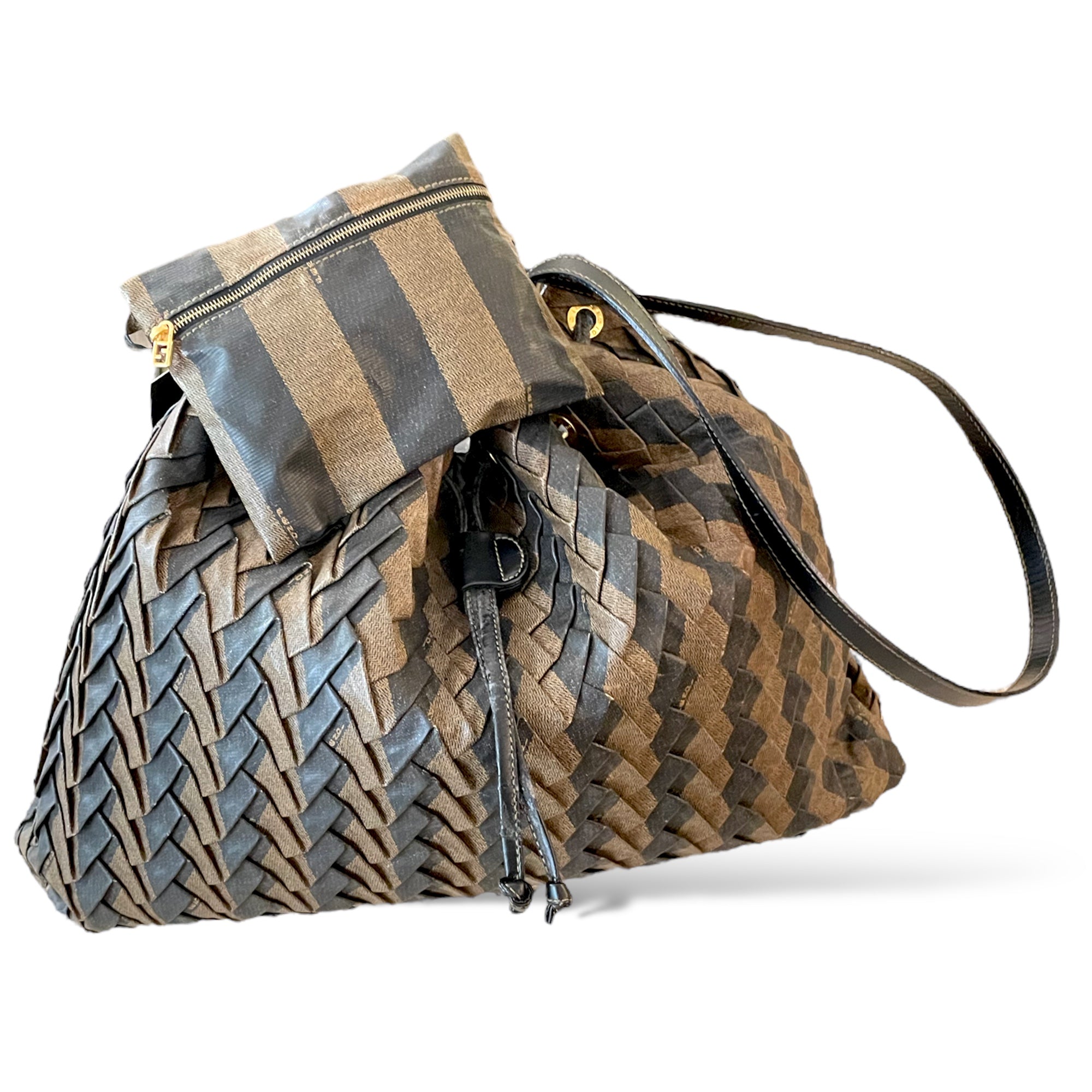 FENDI Vintage Pequin Woven Design Crossbody/Sling/Shoulder Bag