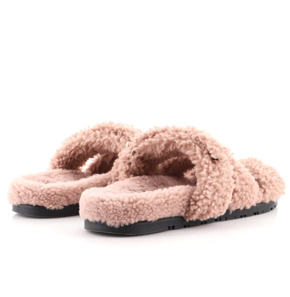 HERMÈS Woman’s Chypre Shearling Sandals |Size: US 8.5 | IT 38.5|