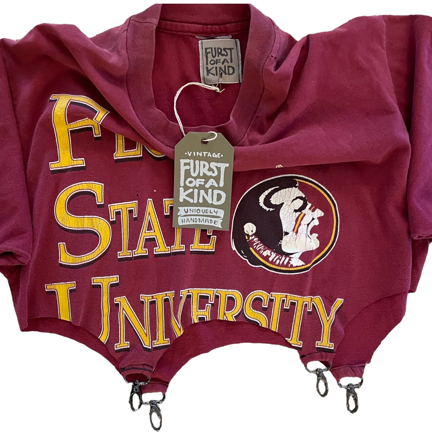 FURST OF A KIND Reworked VINTAGE Florida State University CLASP BOTTOM TEE