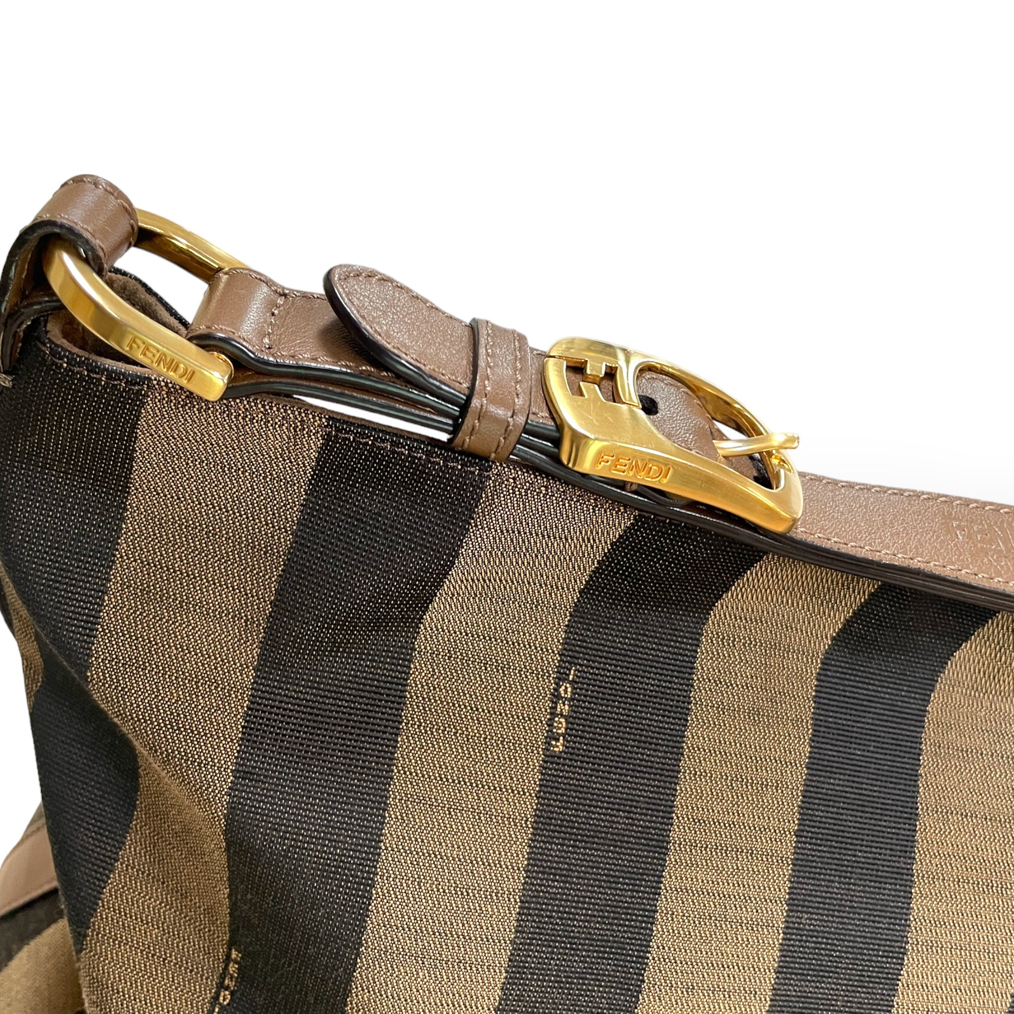 FENDI Large Pequin Striped Hobo Bag