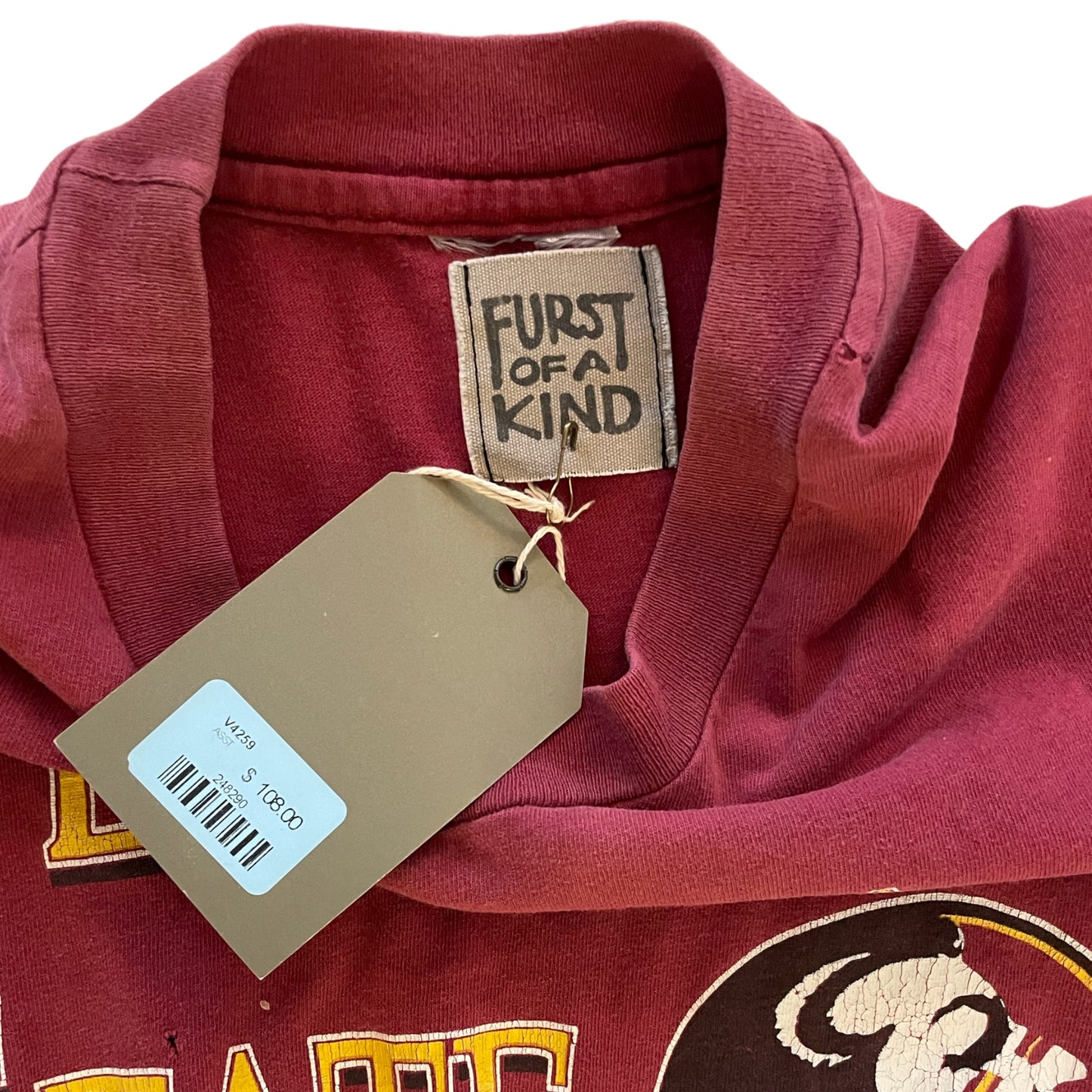 FURST OF A KIND Reworked VINTAGE Florida State University CLASP BOTTOM TEE