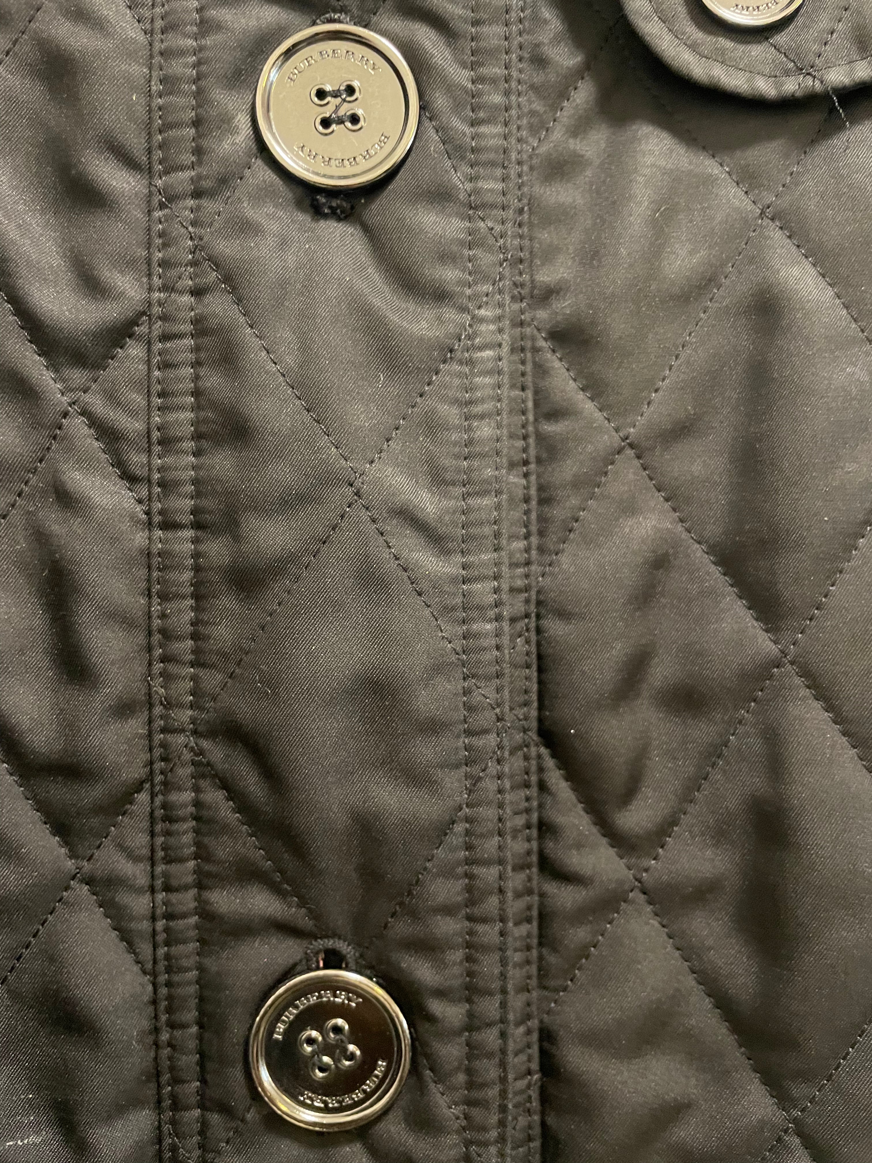 BURBERRY LONDON Black Quilted Check Lined Swing Coat |Size: M|