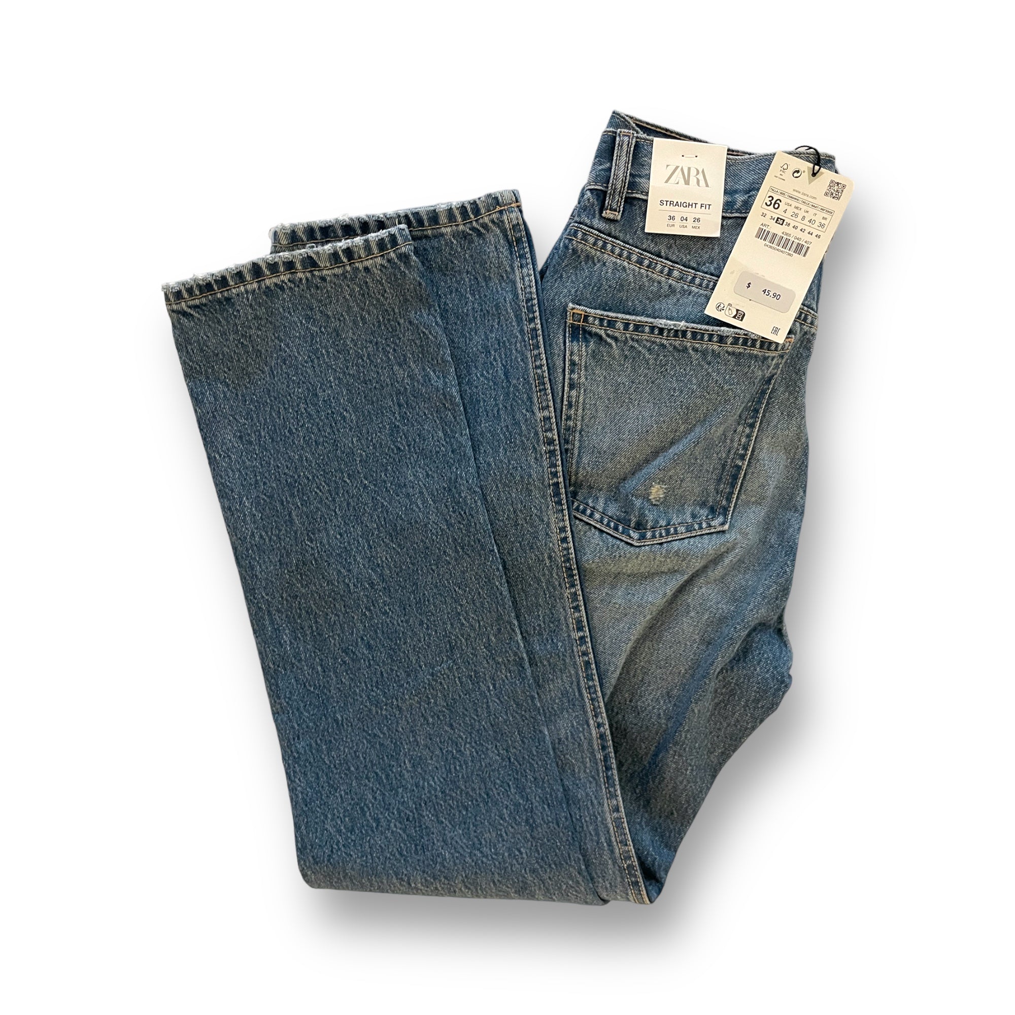 ZARA Straight Fit High-Rise Regular Length Denim Pants |Size: EU 34 US 4|