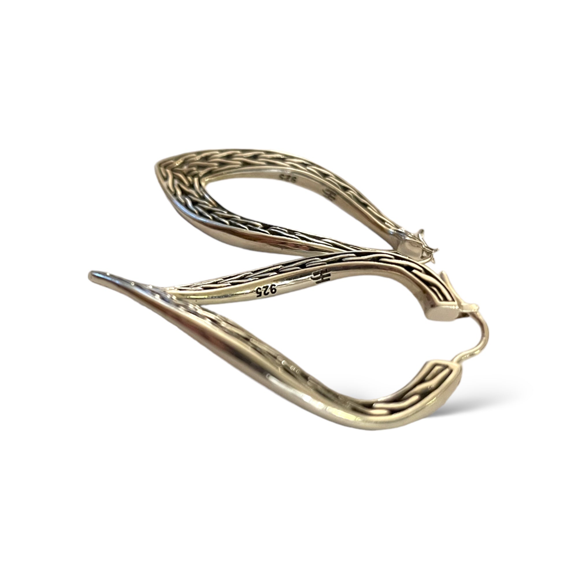 JOHN HARDY Classic Wheat Design Oblong Hoop Earrings